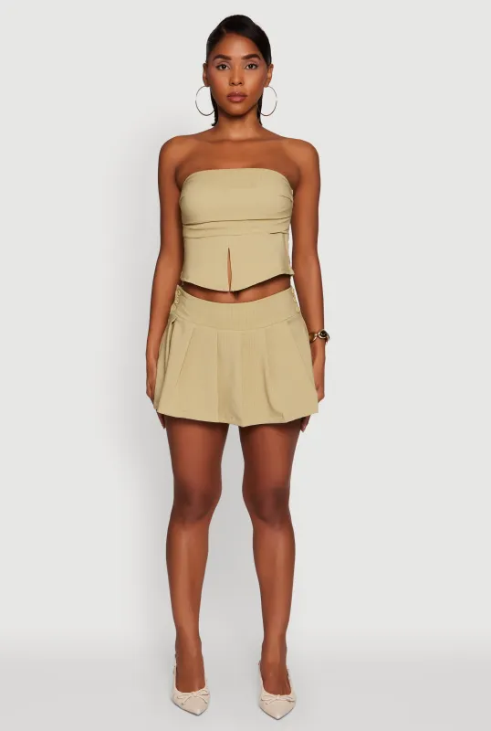 Haute Monde Pinstripe Button Detail Pleated Skort sold by Rainbow