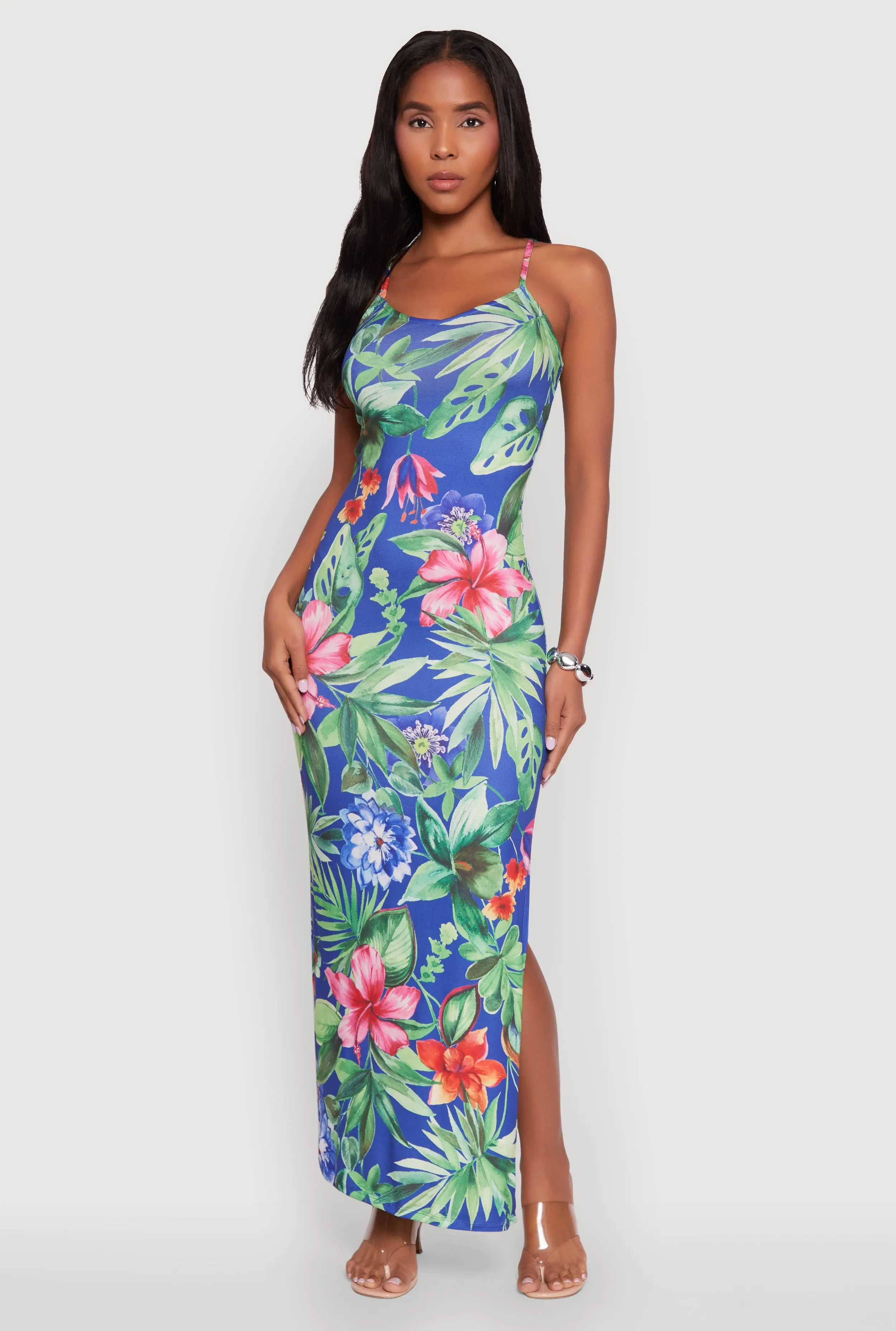 Haute Monde Sleeveless Scoop Neck Floral Maxi Dress sold by Rainbow
