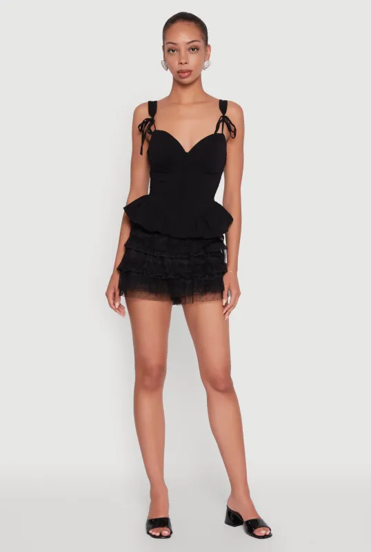 Iris Tiered Lace High Waisted Mesh Shorts sold by Rainbow