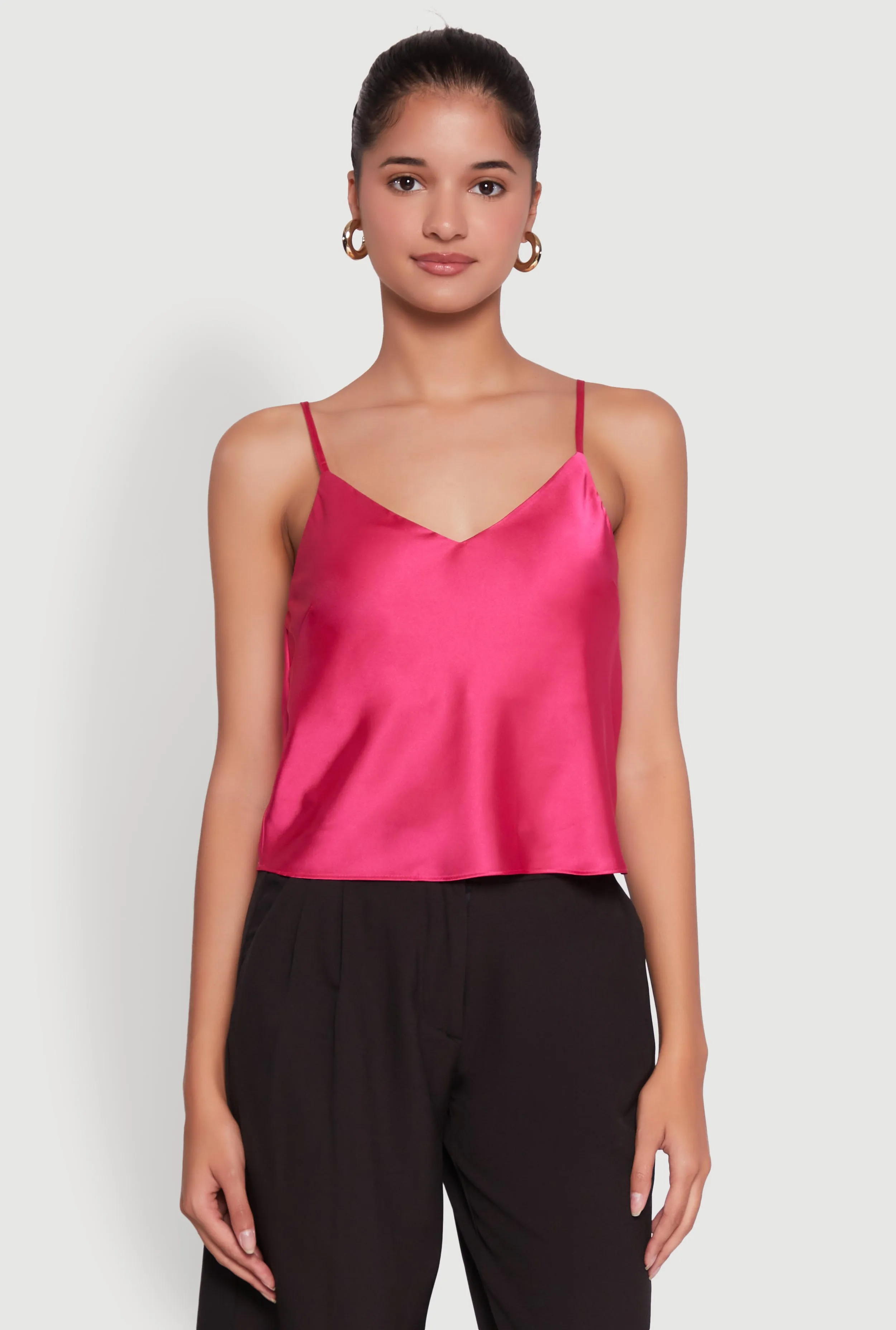 Satin V-Neck Cropped Cami with Adjustable Straps sold by Rainbow product image thumbnail 2