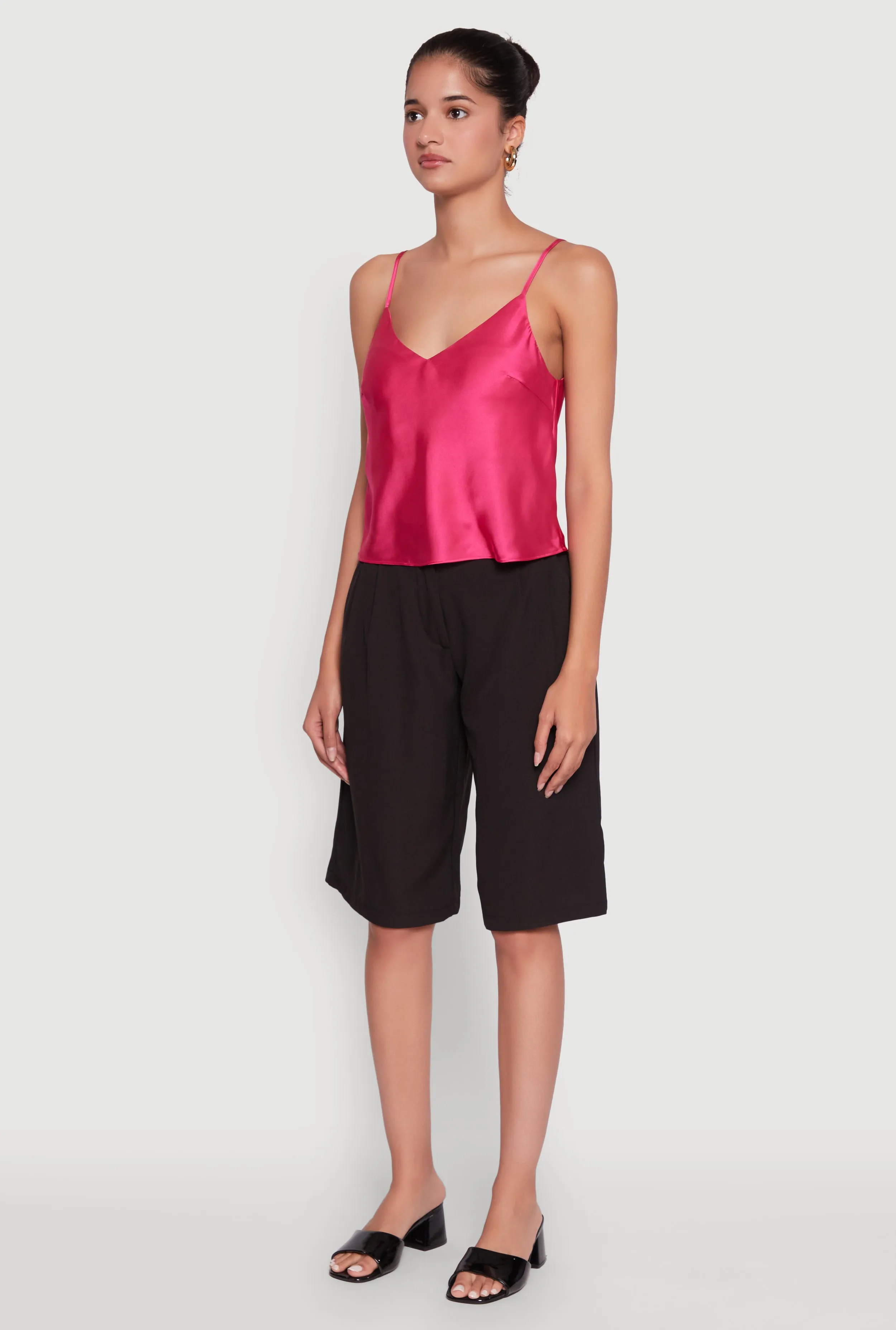 Satin V-Neck Cropped Cami with Adjustable Straps sold by Rainbow product image thumbnail 5