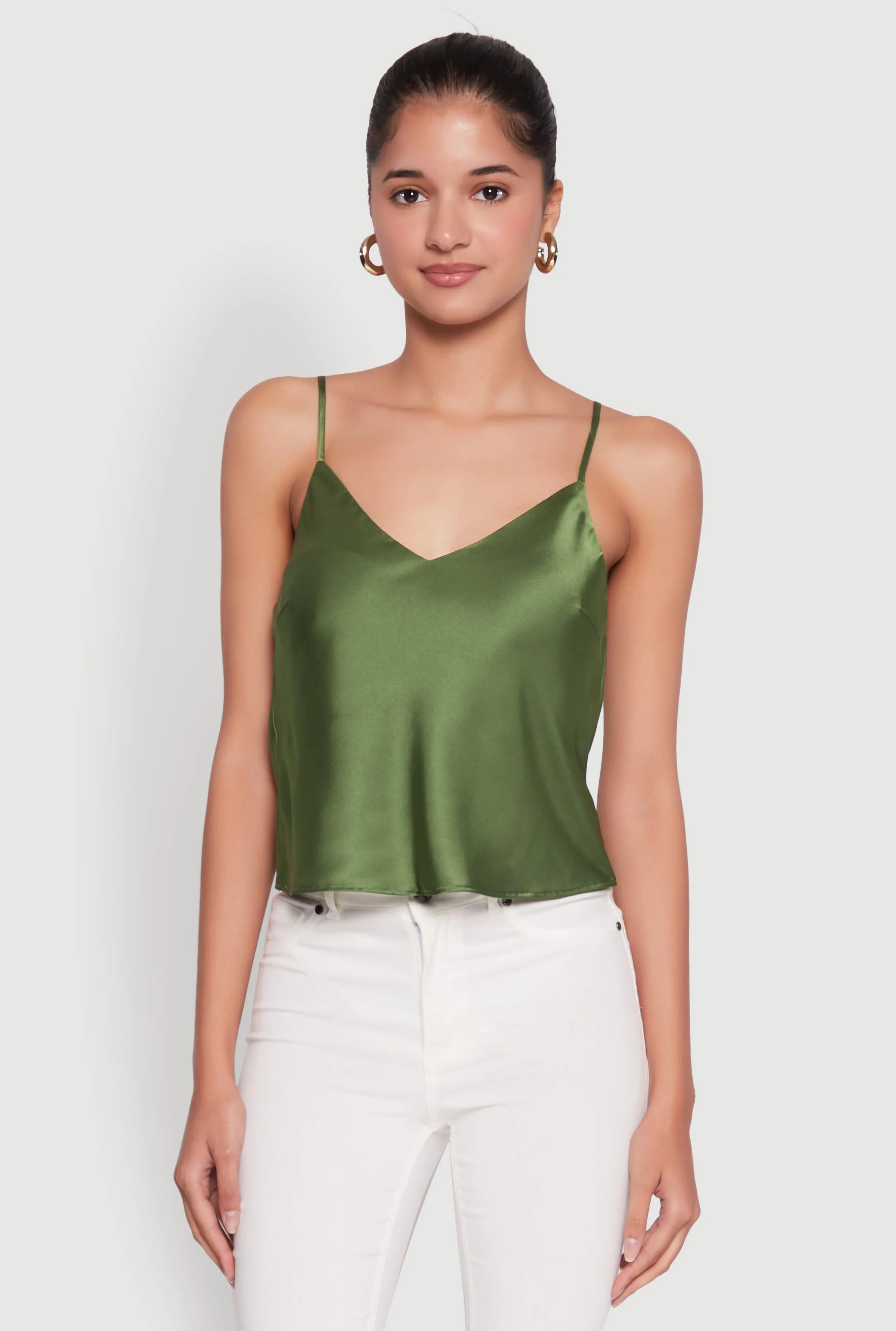 Satin V-Neck Cropped Cami with Adjustable Straps sold by Rainbow product image thumbnail 2