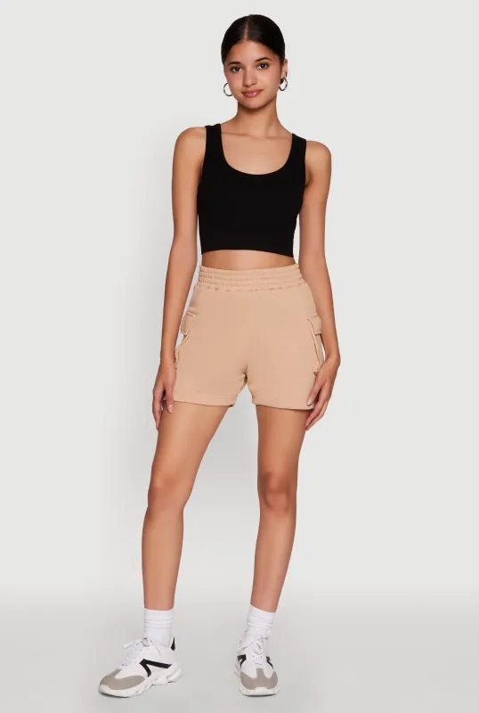 Trendy High Waisted Fleece Cargo Shorts sold by Rainbow