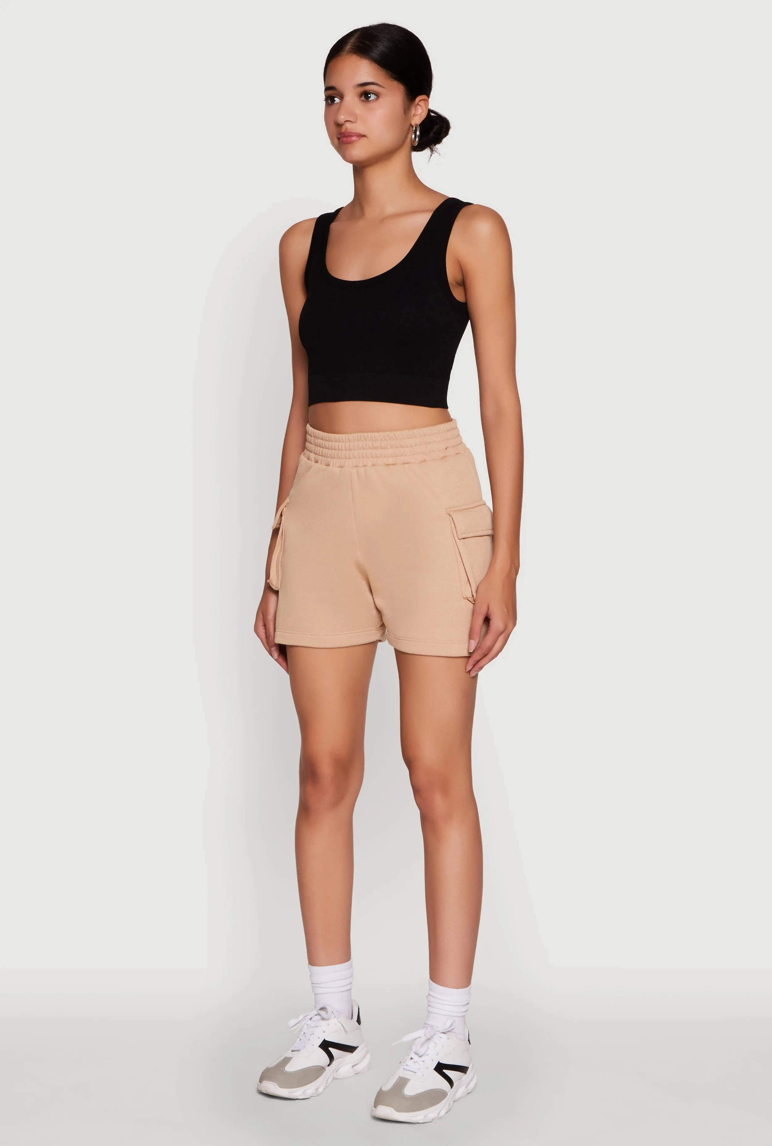 Trendy High Waisted Fleece Cargo Shorts sold by Rainbow product image thumbnail 3