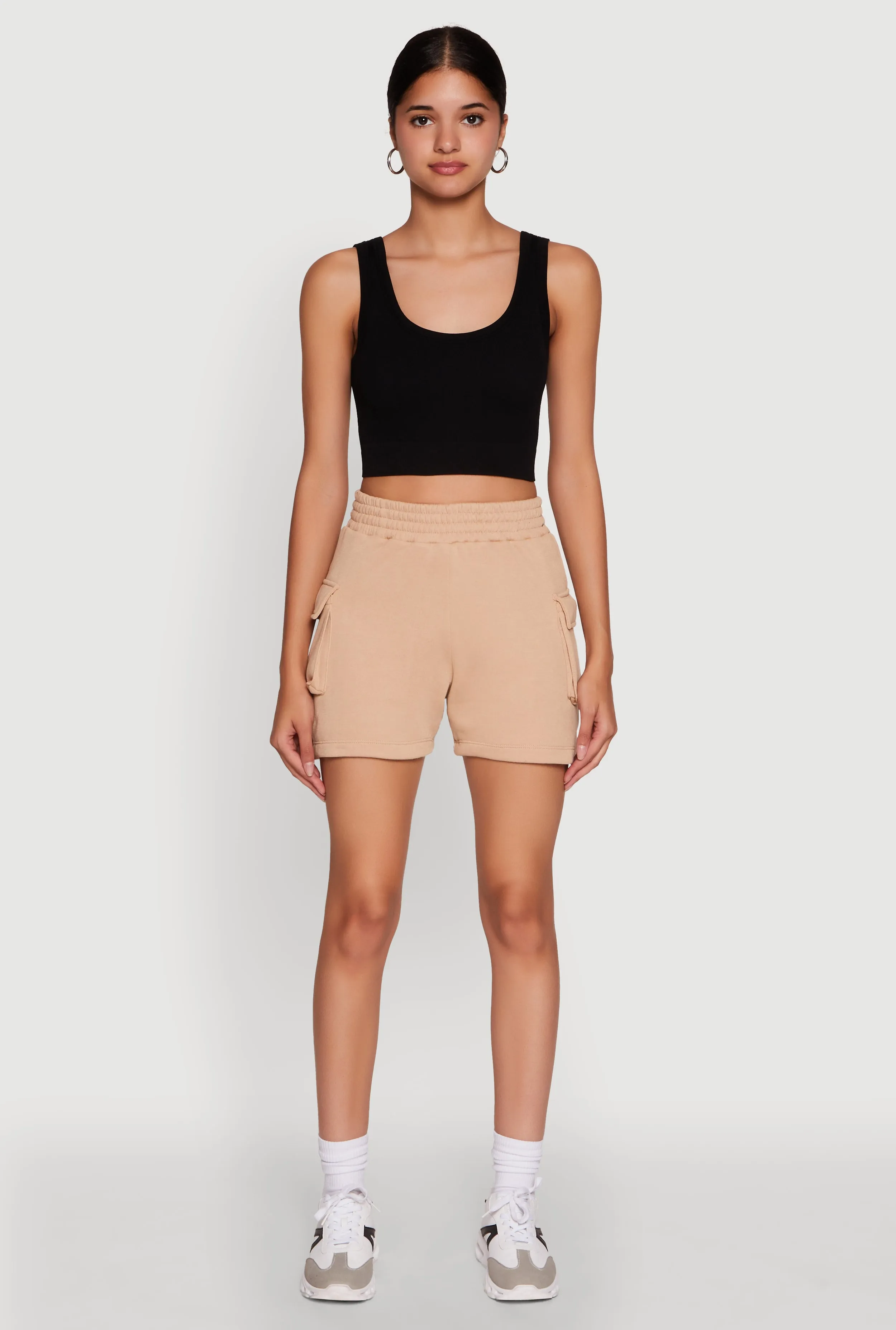 Trendy High Waisted Fleece Cargo Shorts sold by Rainbow product image thumbnail 2
