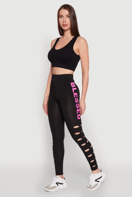 Blessed Graphic High Waisted Leggings sold by Rainbow