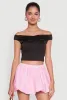 Solid Ruched Off Shoulder Crop Top sold by Rainbow
