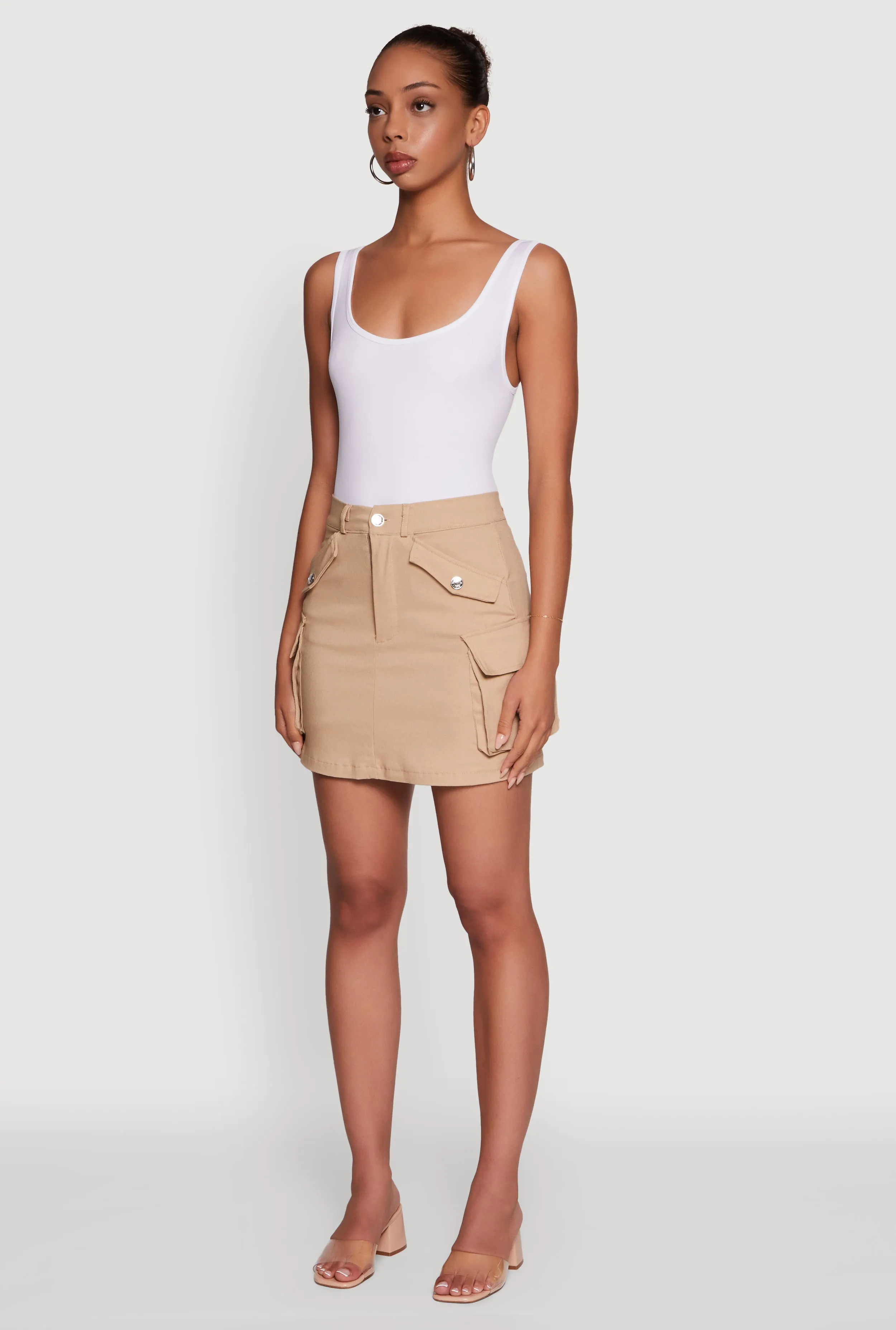 Trendy Flap Detail Cargo Pocket Skirt sold by Rainbow product image thumbnail 3