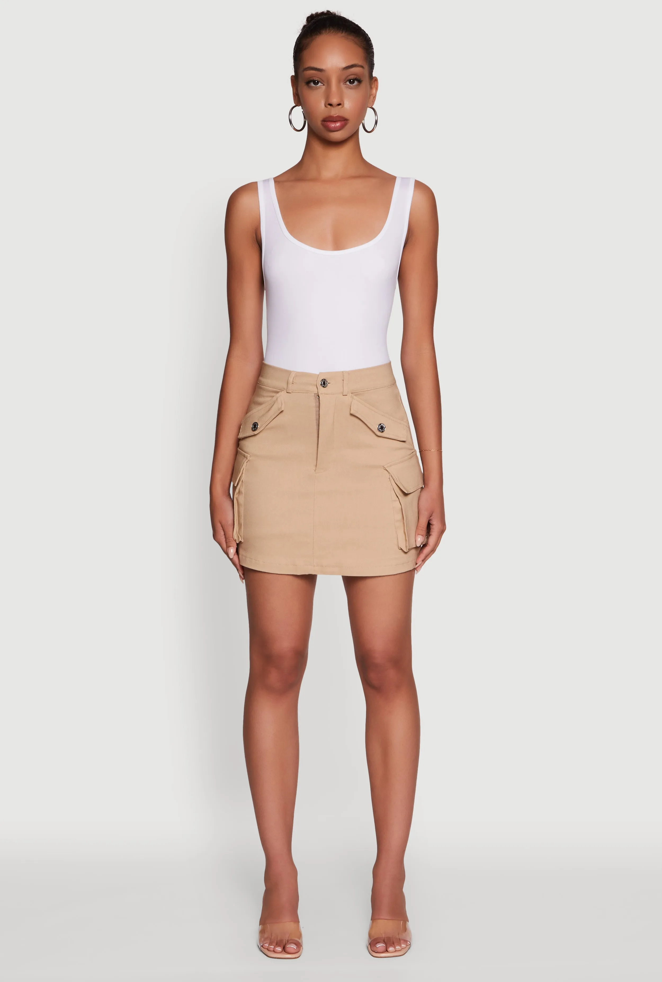 Trendy Flap Detail Cargo Pocket Skirt sold by Rainbow product image thumbnail 2