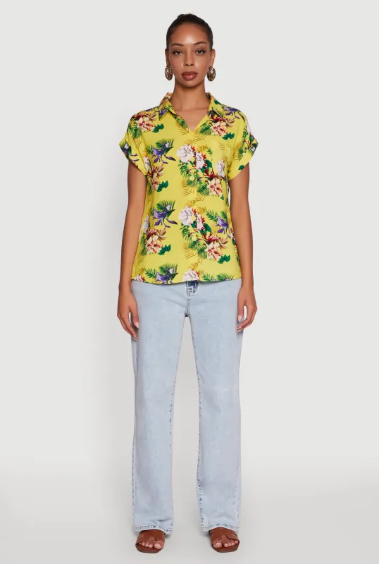 Printed Pattern Button Front Shirt sold by Rainbow