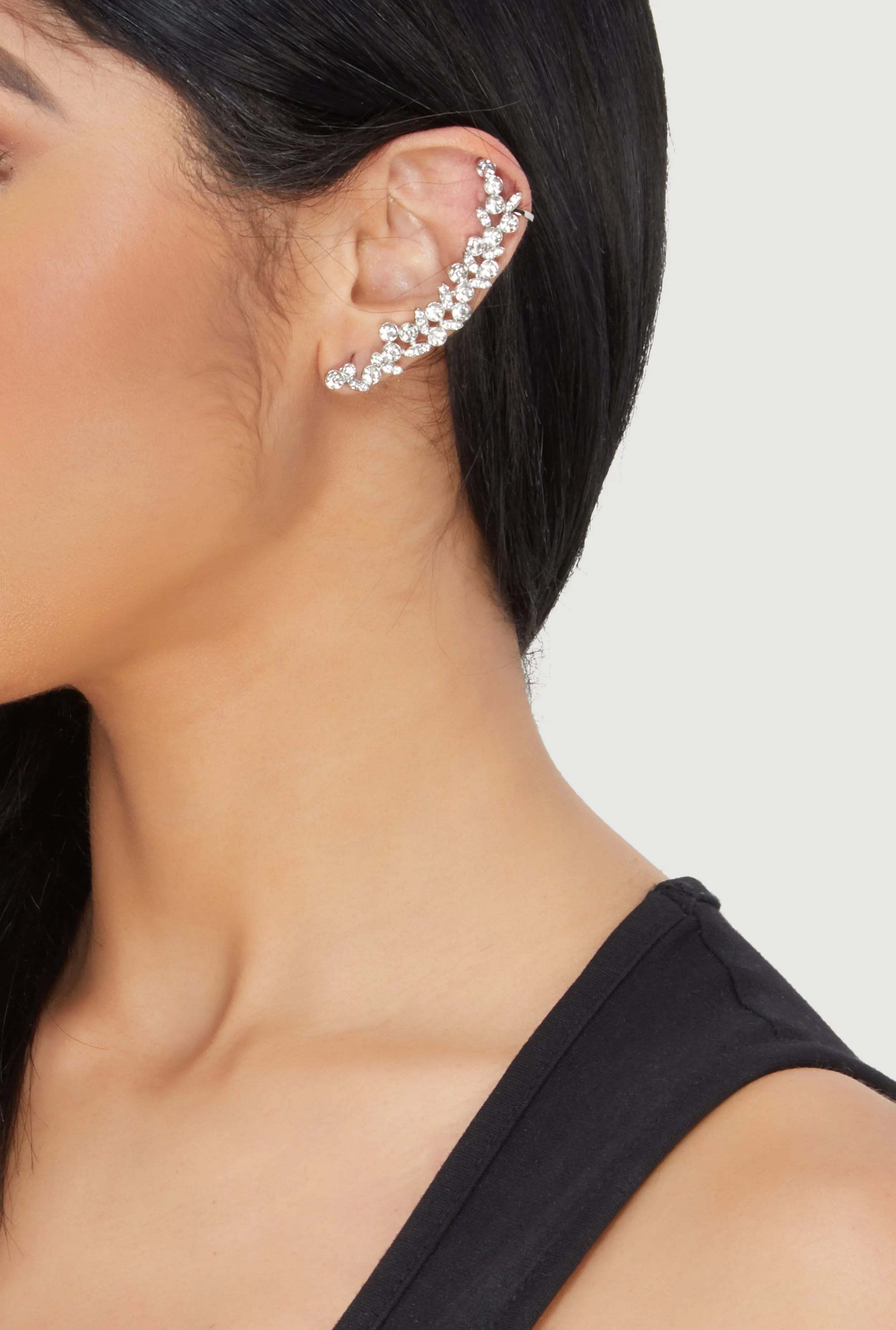 Trendy Rhinestone Cuffed Climber Earrings sold by Rainbow product image thumbnail 2