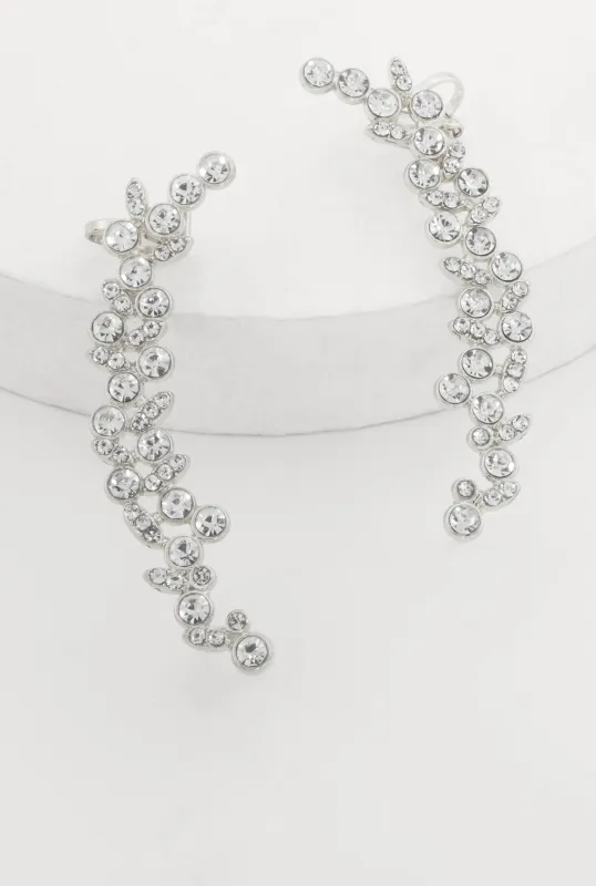 Trendy Rhinestone Cuffed Climber Earrings sold by Rainbow