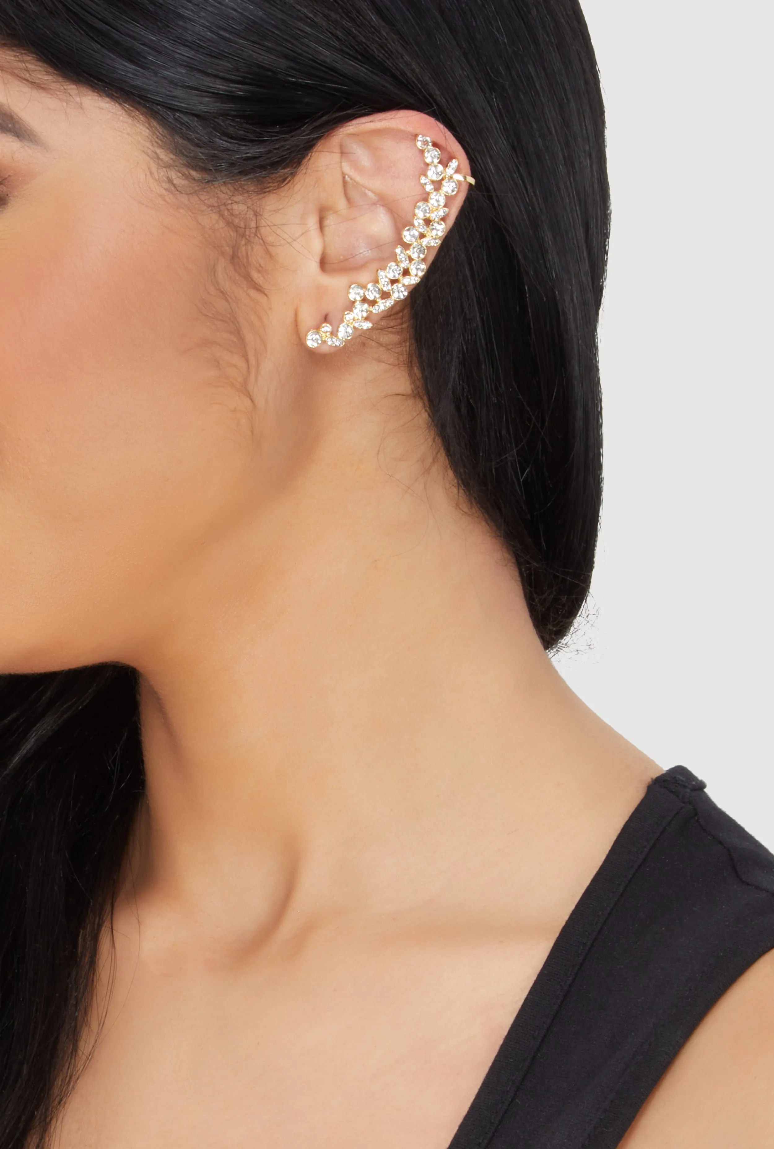 Trendy Rhinestone Cuffed Climber Earrings sold by Rainbow product image thumbnail 2