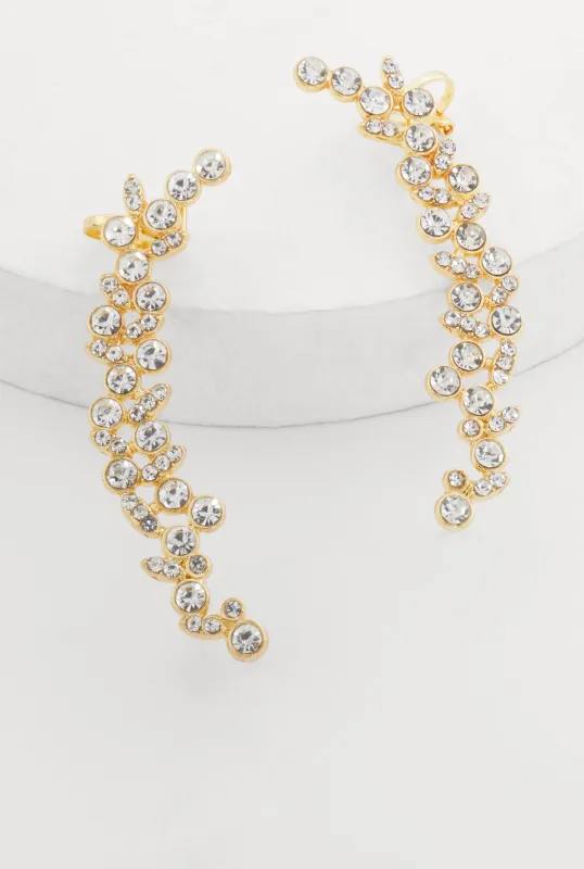 Trendy Rhinestone Cuffed Climber Earrings sold by Rainbow