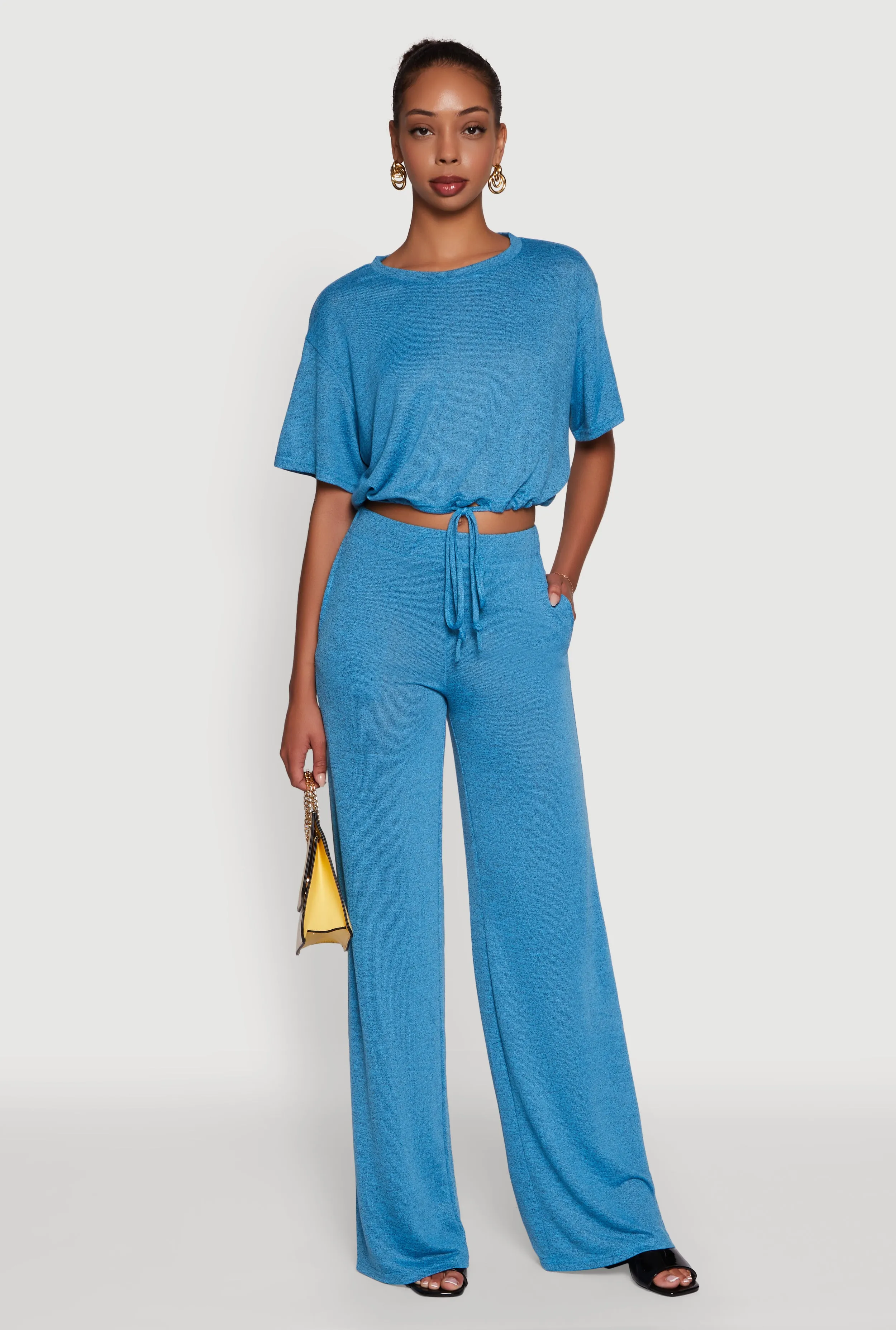 Daisy High Waisted Wide Leg Brushed Knit Pants sold by Rainbow