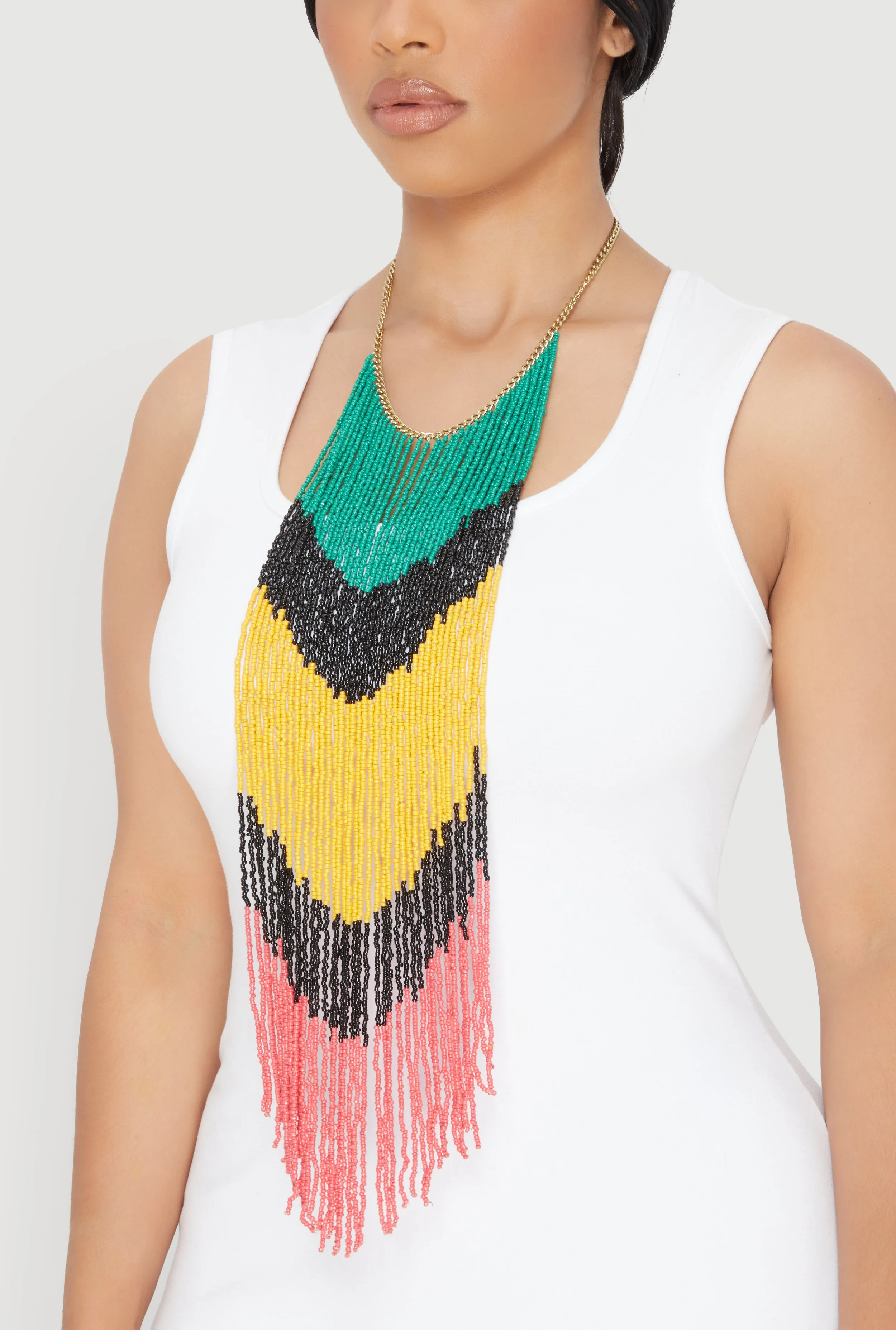 Chevron Beaded Fringe Necklace sold by Rainbow product image thumbnail 2
