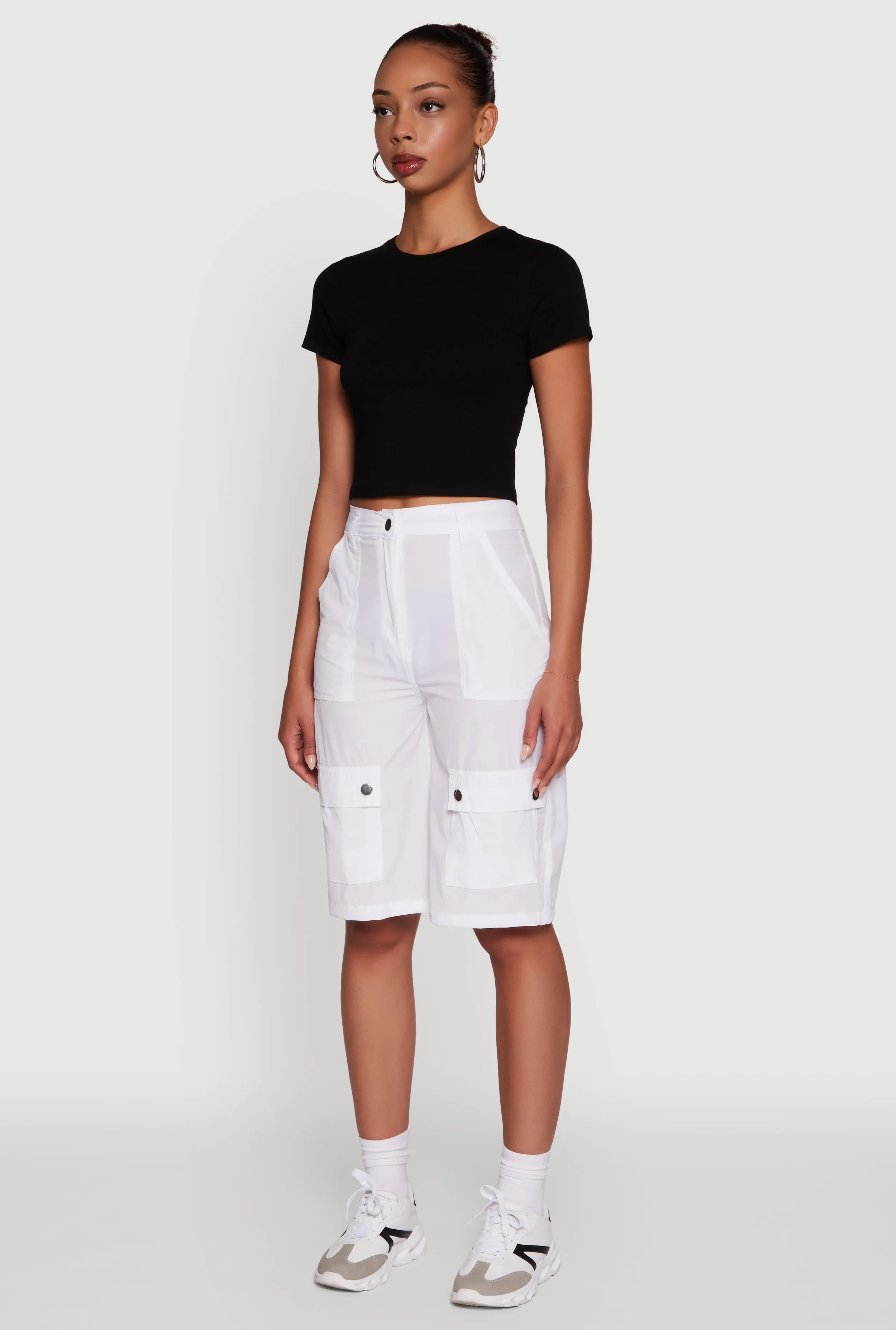 Trendy High Waisted Nylon Cargo Shorts sold by Rainbow product image thumbnail 3