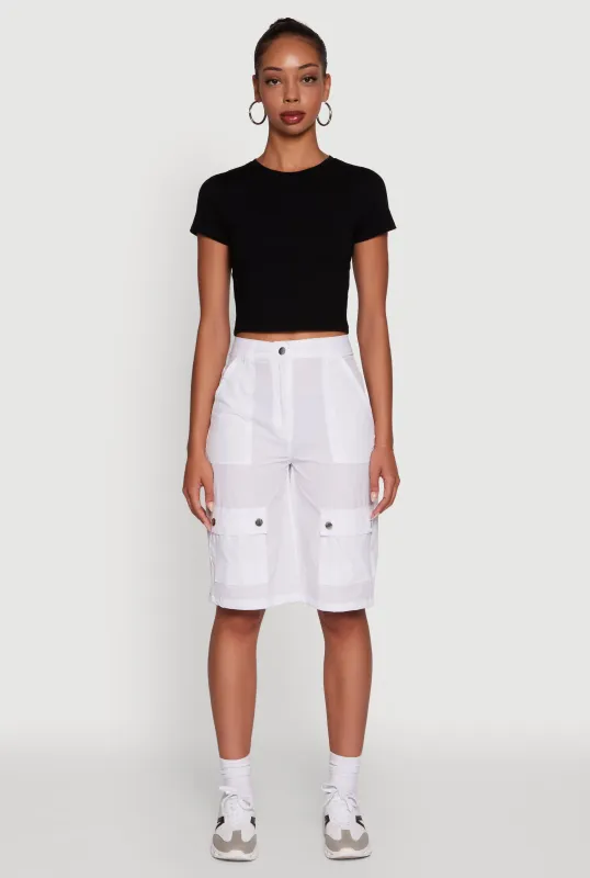 Trendy High Waisted Nylon Cargo Shorts sold by Rainbow