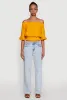 Off The Shoulder Smocked Cropped Peasant Top sold by Rainbow