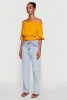 Off The Shoulder Smocked Cropped Peasant Top sold by Rainbow