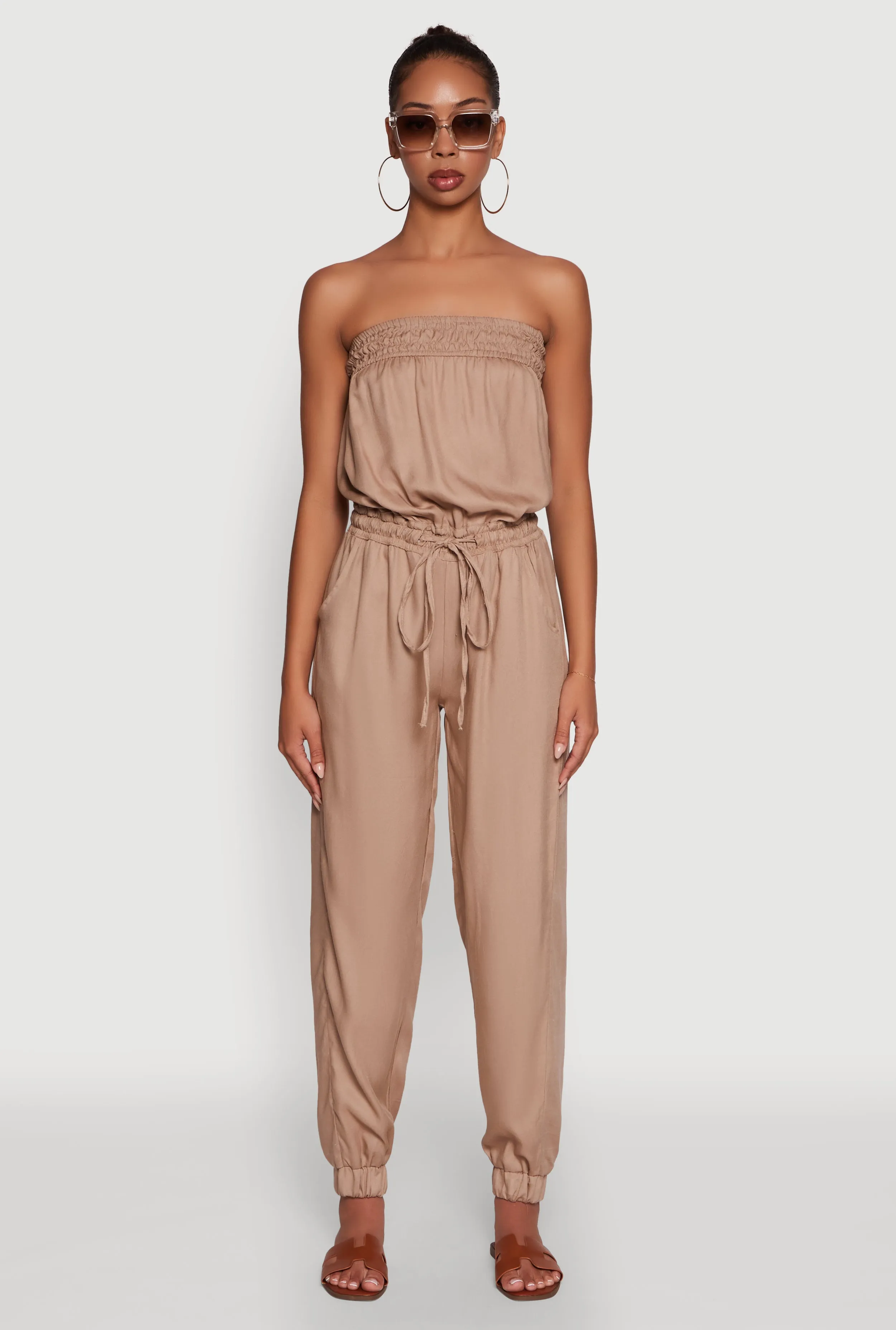 Strapless Smocked Drawstring Waist Jumpsuit sold by Rainbow product image thumbnail 2