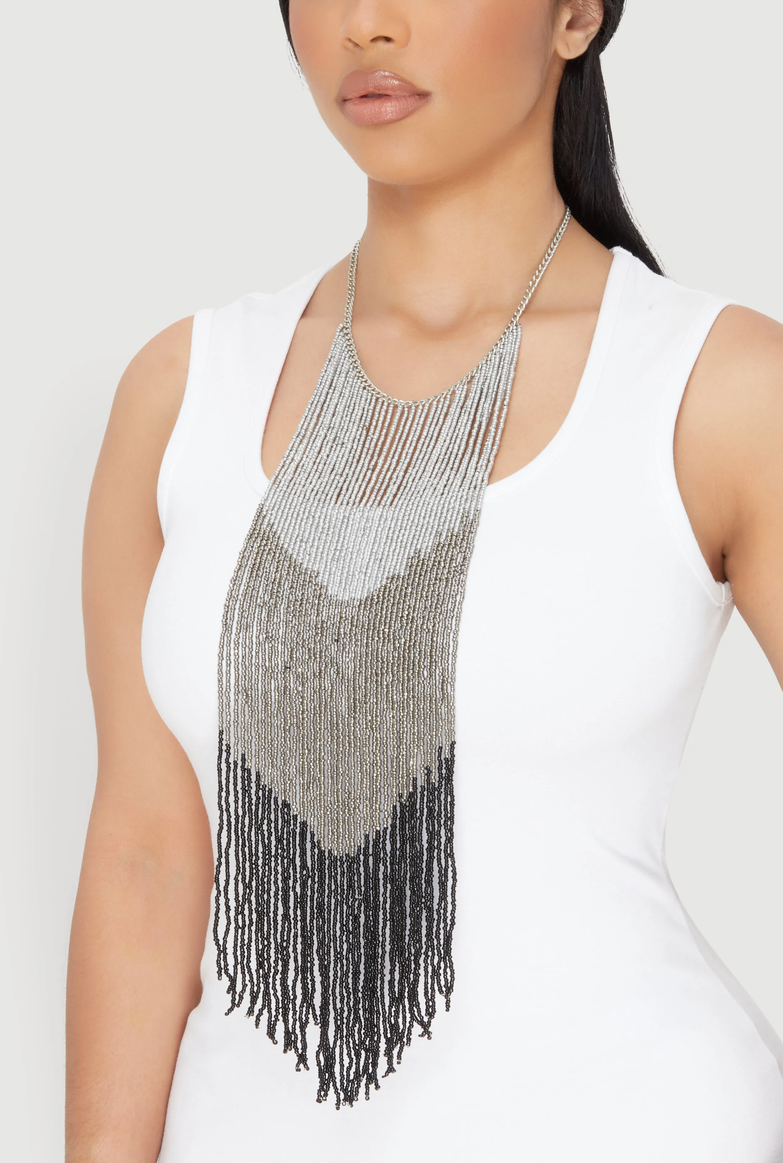 Chevron Fringe Beaded Necklace sold by Rainbow product image thumbnail 2