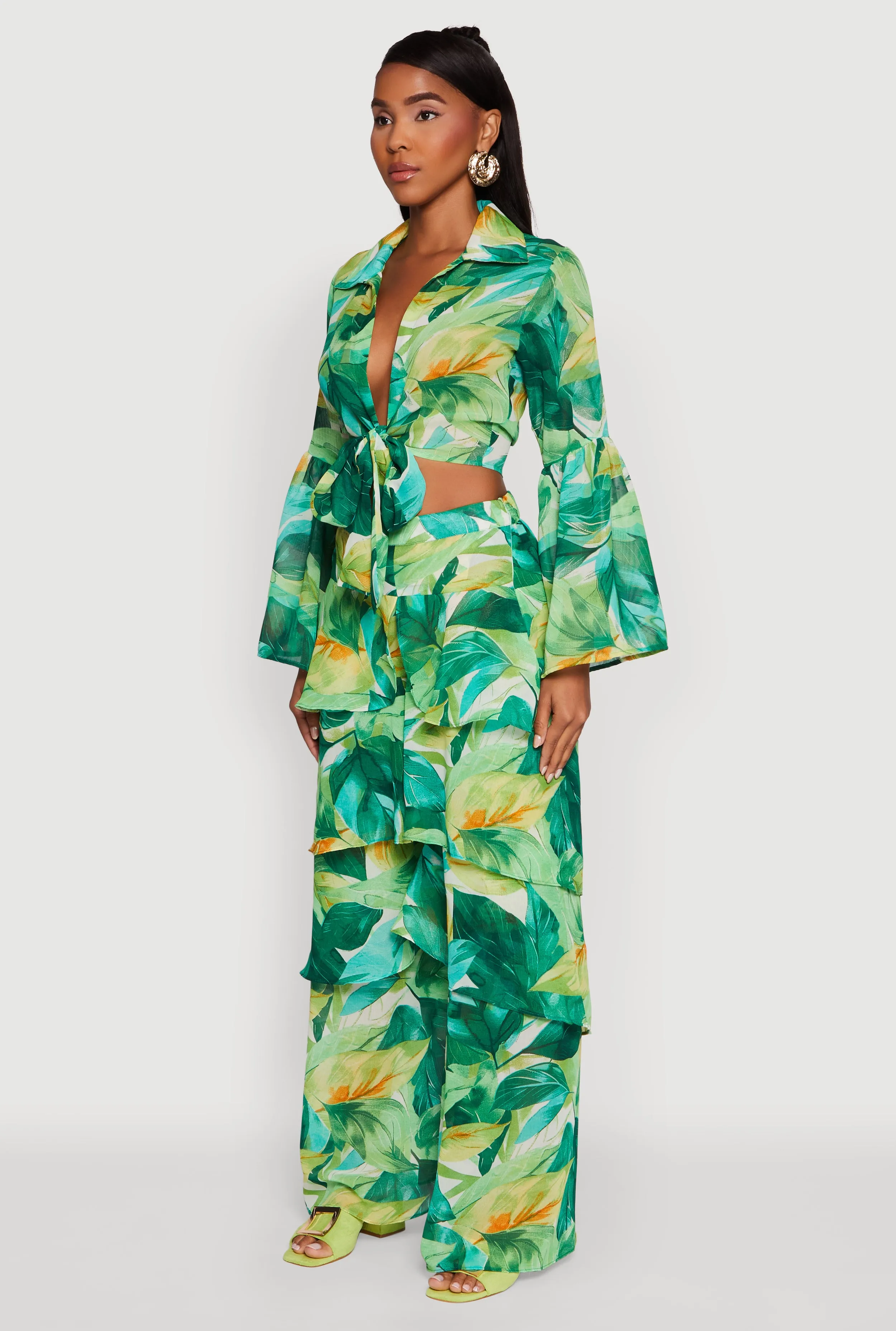 Spoon Jeans Chiffon Cropped Bell Sleeve Top sold by Rainbow product image thumbnail 5