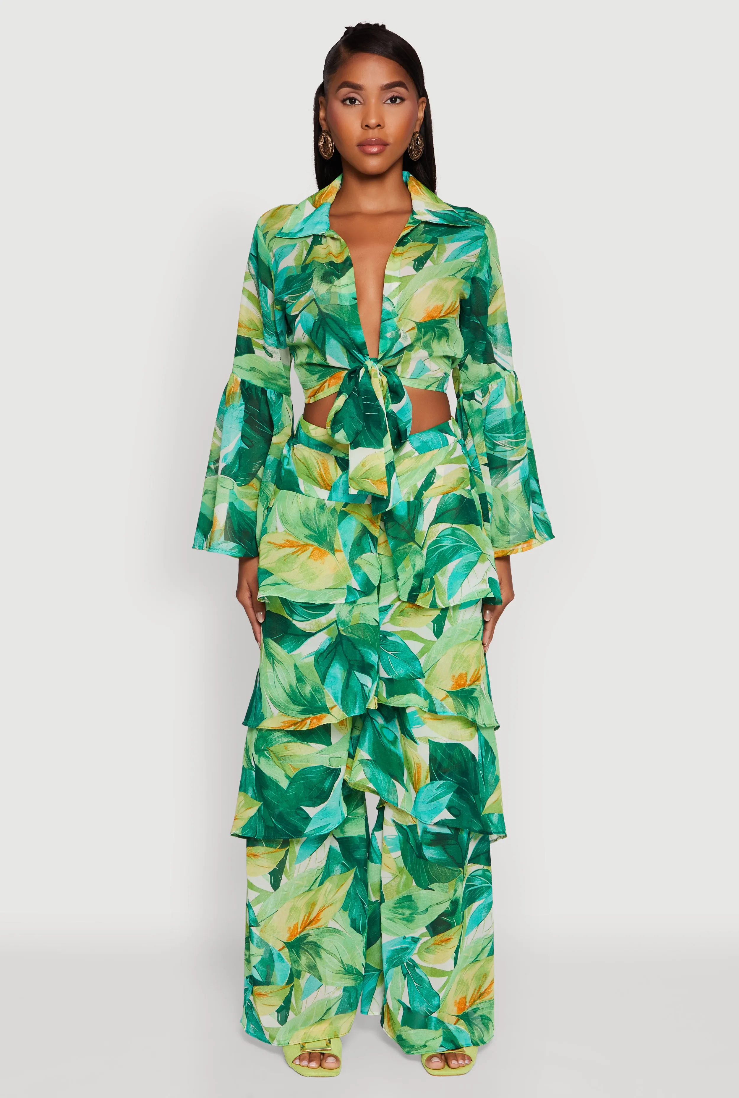 Spoon Jeans Chiffon Cropped Bell Sleeve Top sold by Rainbow product image thumbnail 3