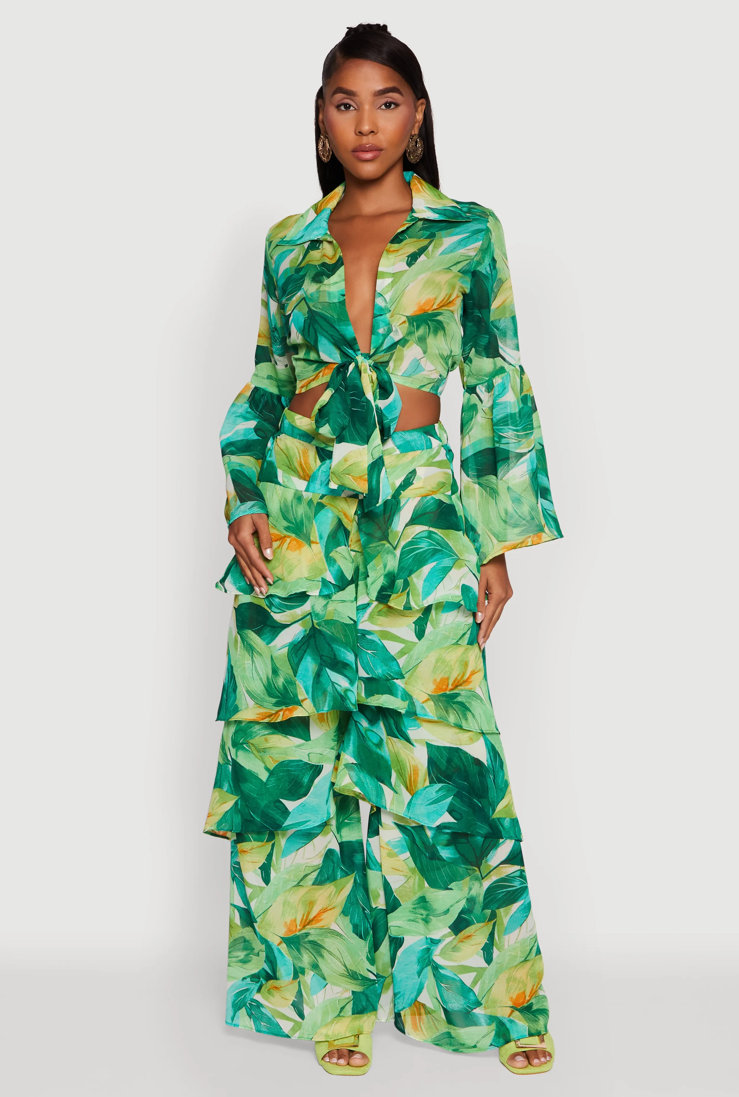 Spoon Jeans Chiffon Cropped Bell Sleeve Top sold by Rainbow product image thumbnail 2