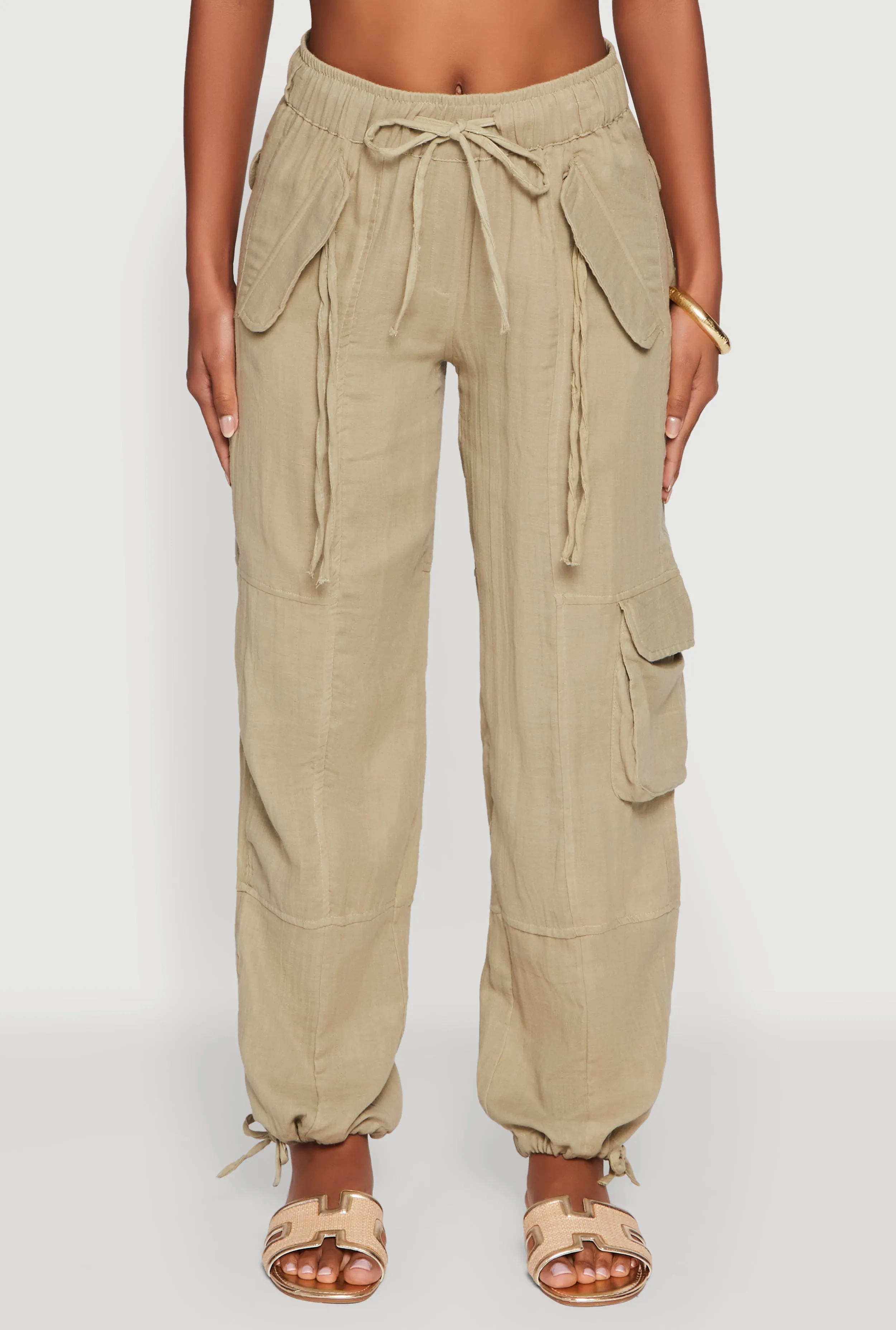 Zip Pocket Drawstring Waist Utility Joggers sold by Rainbow product image thumbnail 5