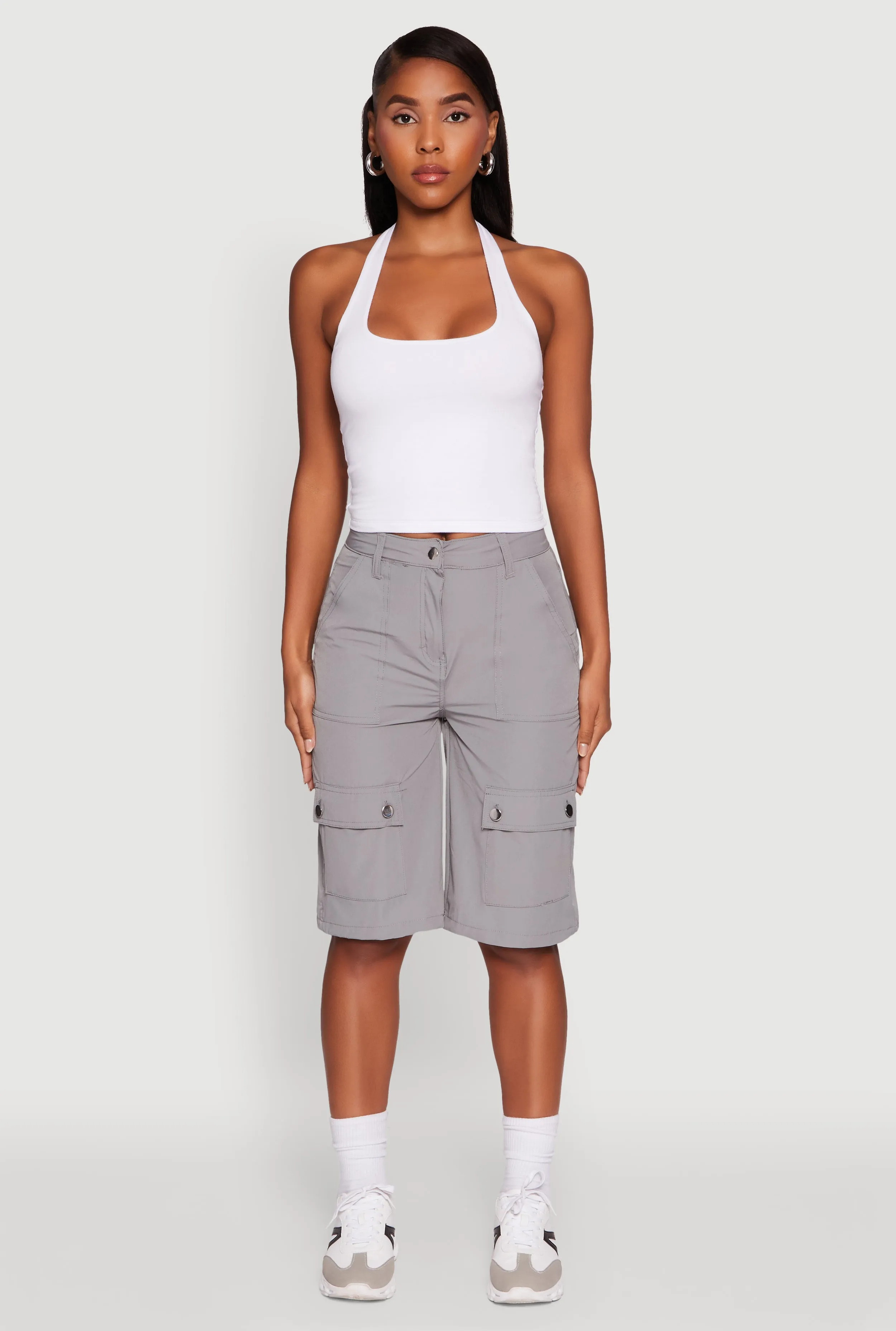 Trendy High Waisted Nylon Cargo Shorts sold by Rainbow product image thumbnail 2