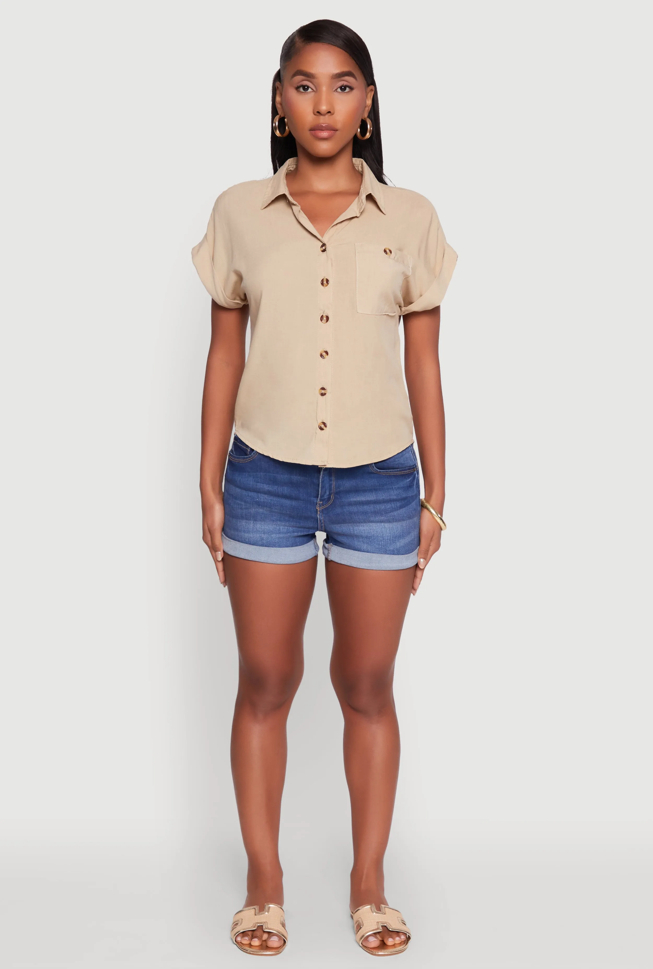 Fixed Cuff High Low Button Front Shirt sold by Rainbow product image thumbnail 3