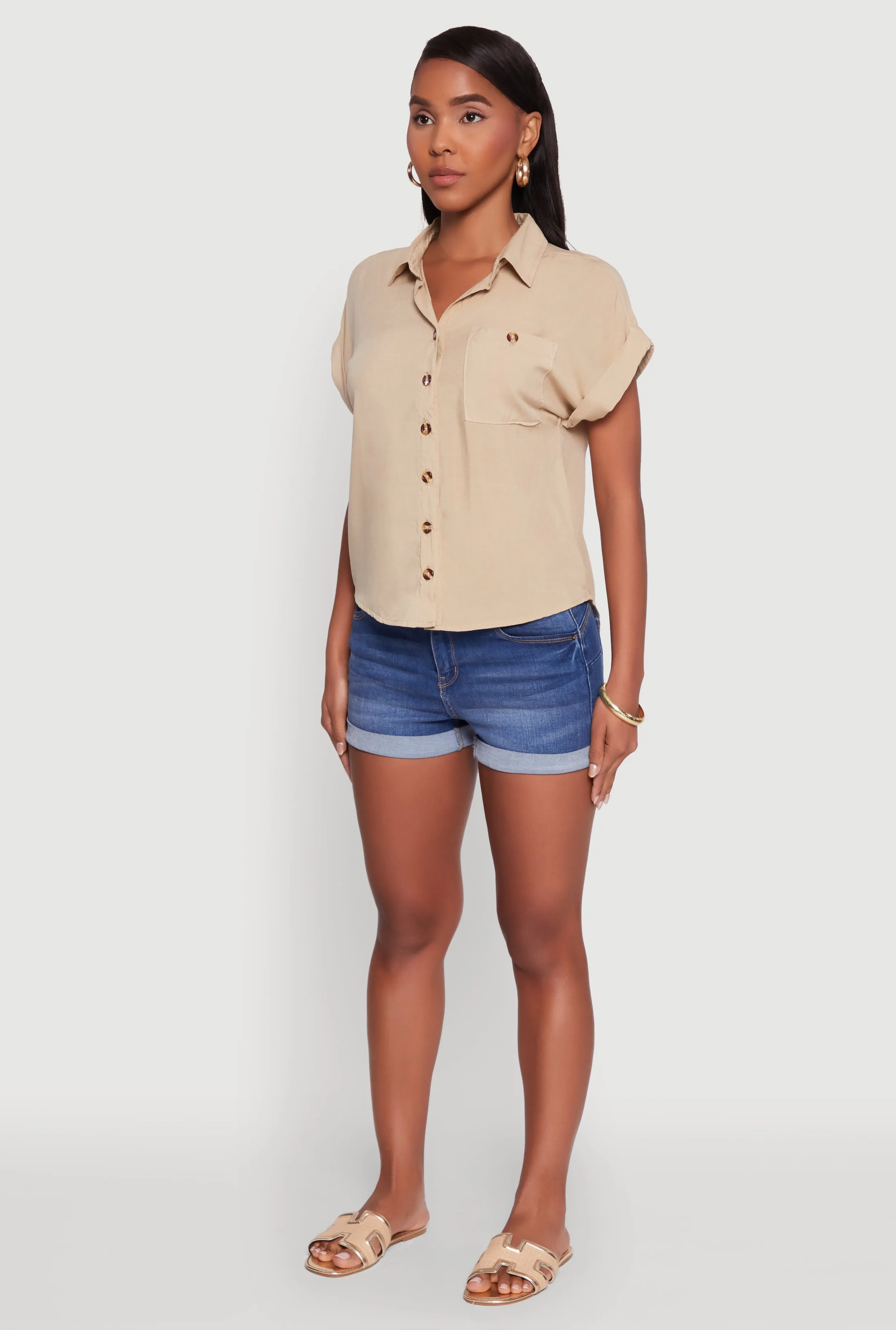 Fixed Cuff High Low Button Front Shirt sold by Rainbow product image thumbnail 5