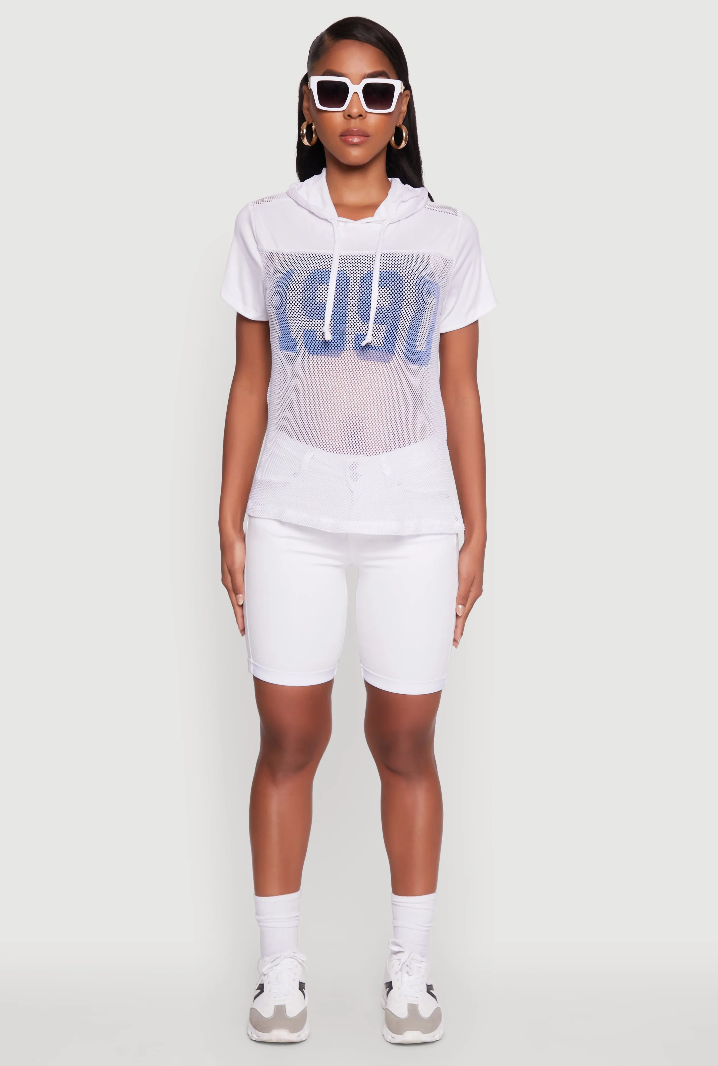 Fishnet 1990 Graphic Hooded Short Sleeve Top sold by Rainbow product image thumbnail 3