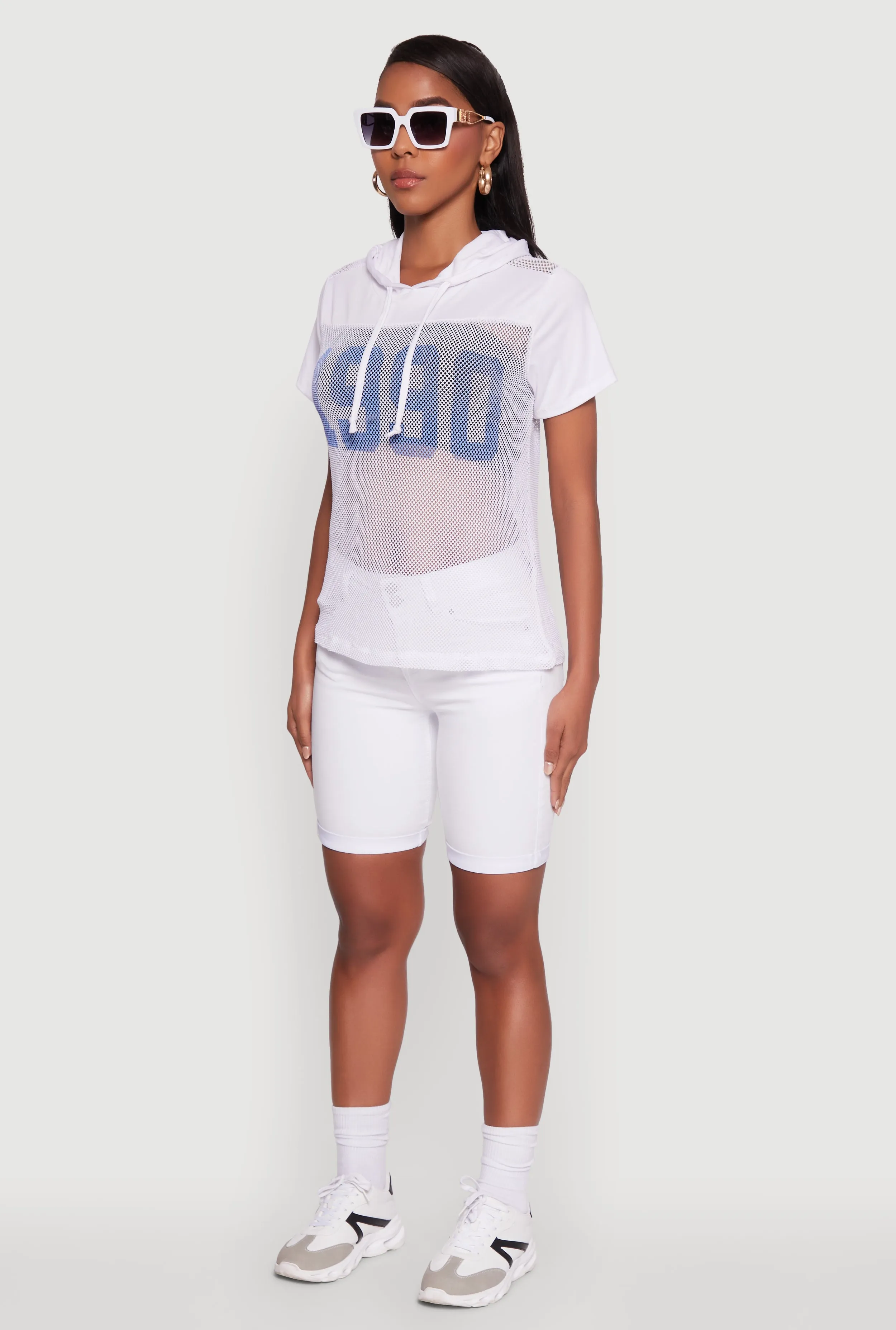 Fishnet 1990 Graphic Hooded Short Sleeve Top sold by Rainbow product image thumbnail 5