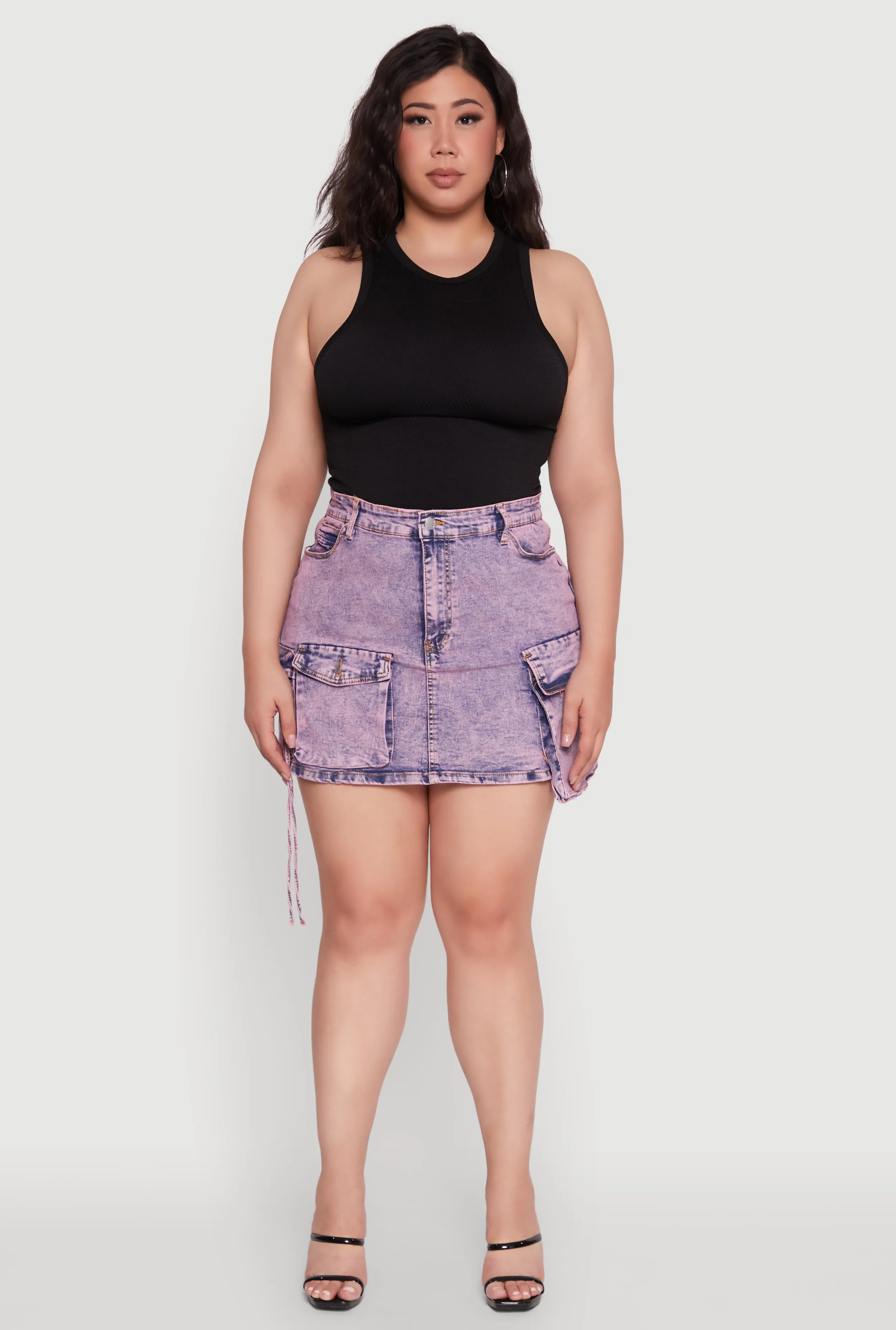 Plus Size Daisy Acid Wash Denim Cargo Skirt sold by Rainbow product image thumbnail 2