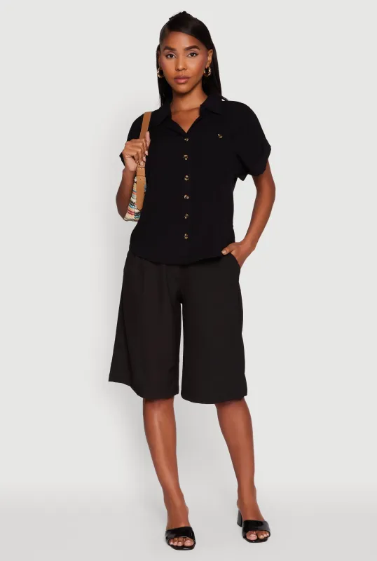 Fixed Cuff High Low Button Front Shirt sold by Rainbow