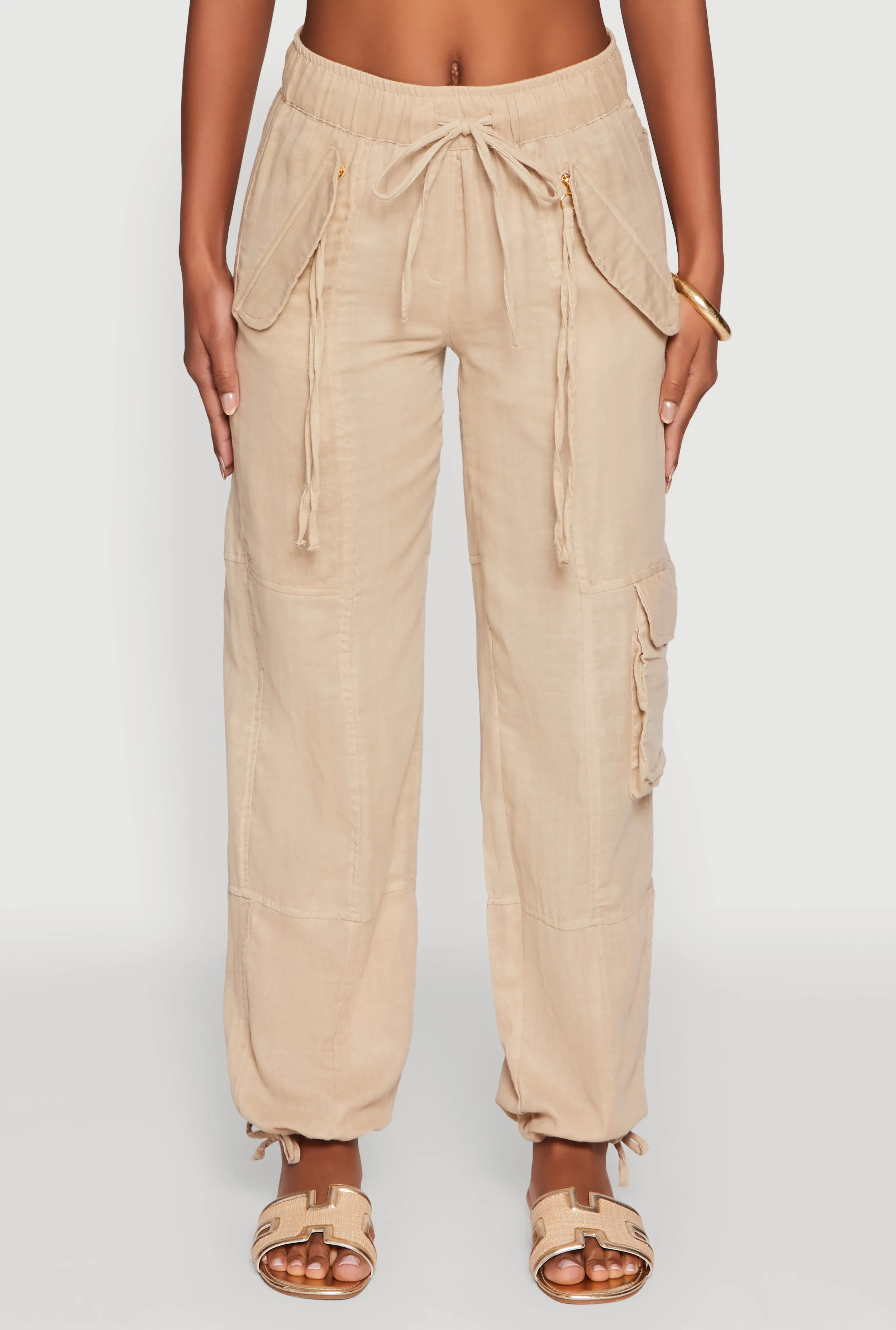 Zip Pocket Drawstring Waist Utility Joggers sold by Rainbow product image thumbnail 5