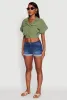 Dolman Sleeve Button Front Shirt Collar Crop Top sold by Rainbow