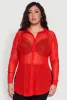 Plus Size Sheer Classic Fit Long Sleeve Tunic Shirt sold by Rainbow