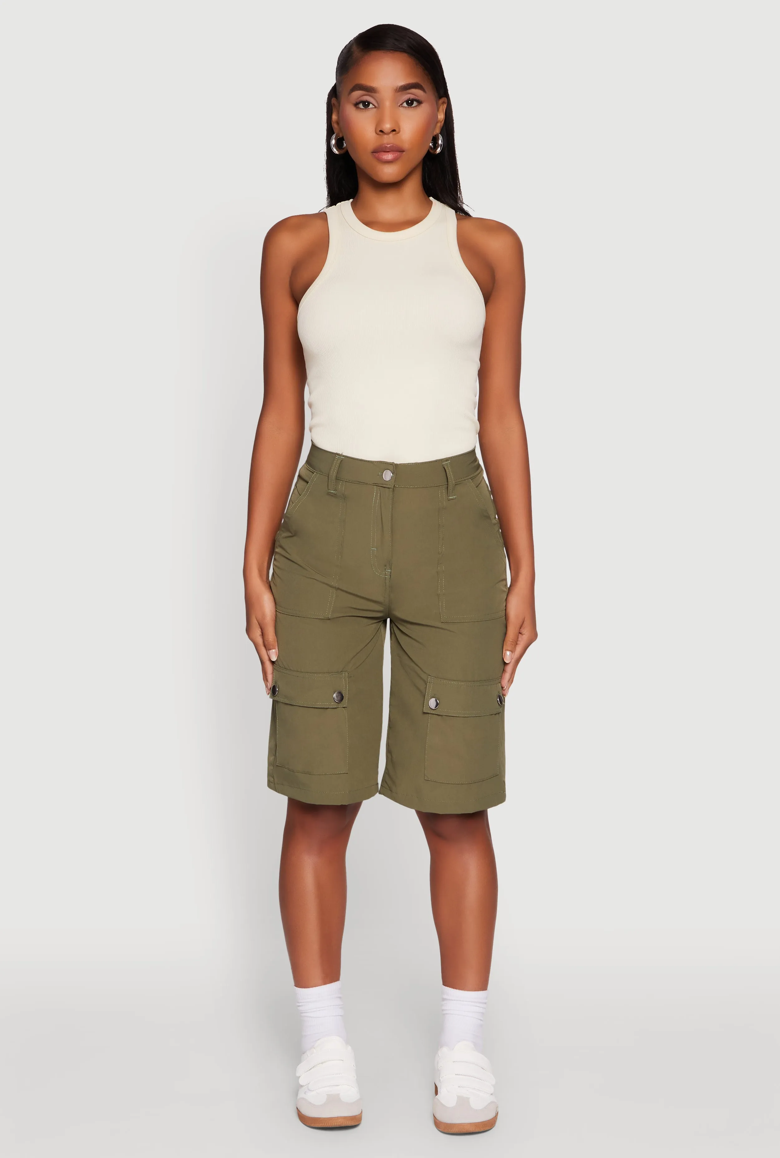 Trendy High Waisted Nylon Cargo Shorts sold by Rainbow product image thumbnail 2