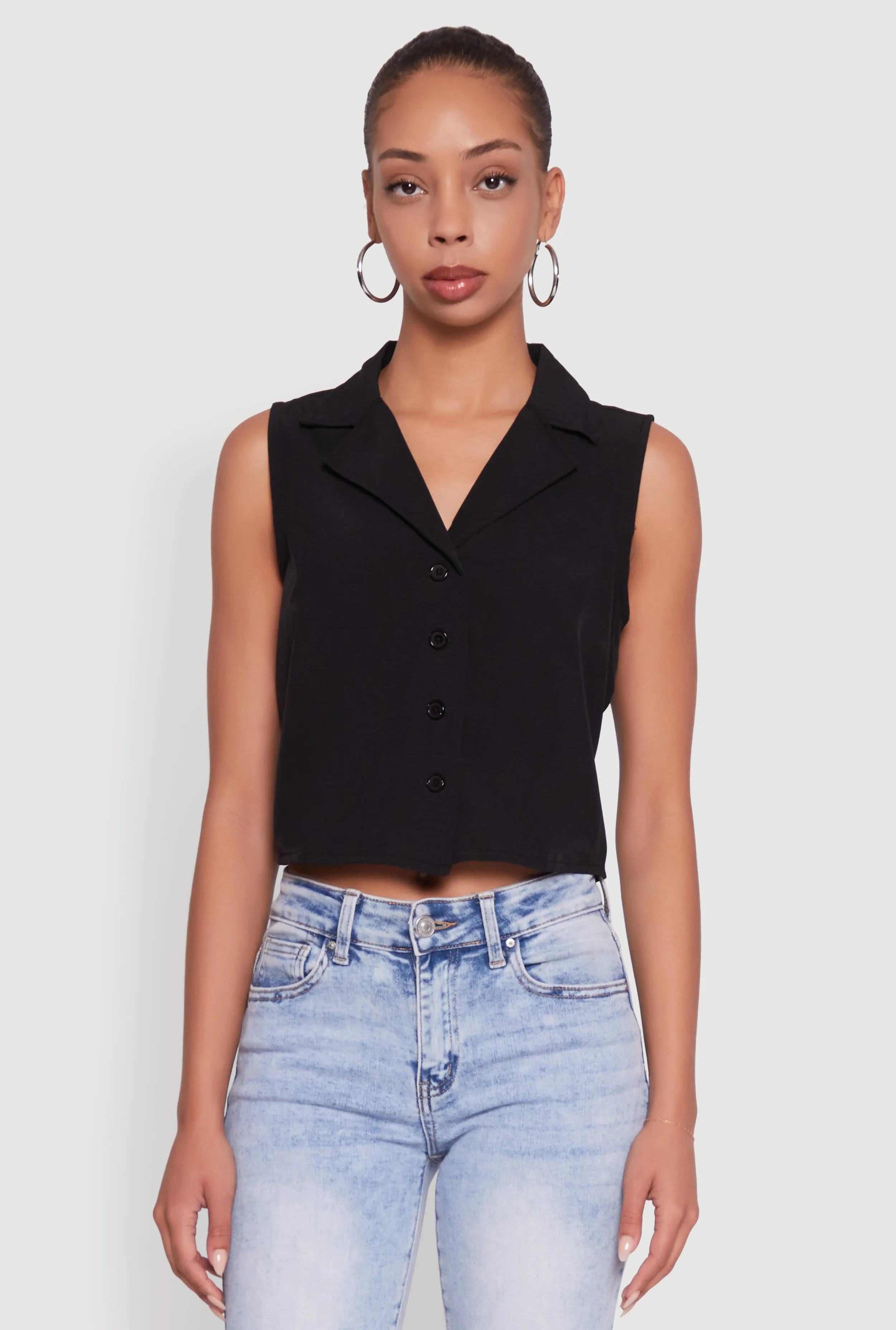 Trendy Button Front Cropped Blazer Vest sold by Rainbow product image thumbnail 2