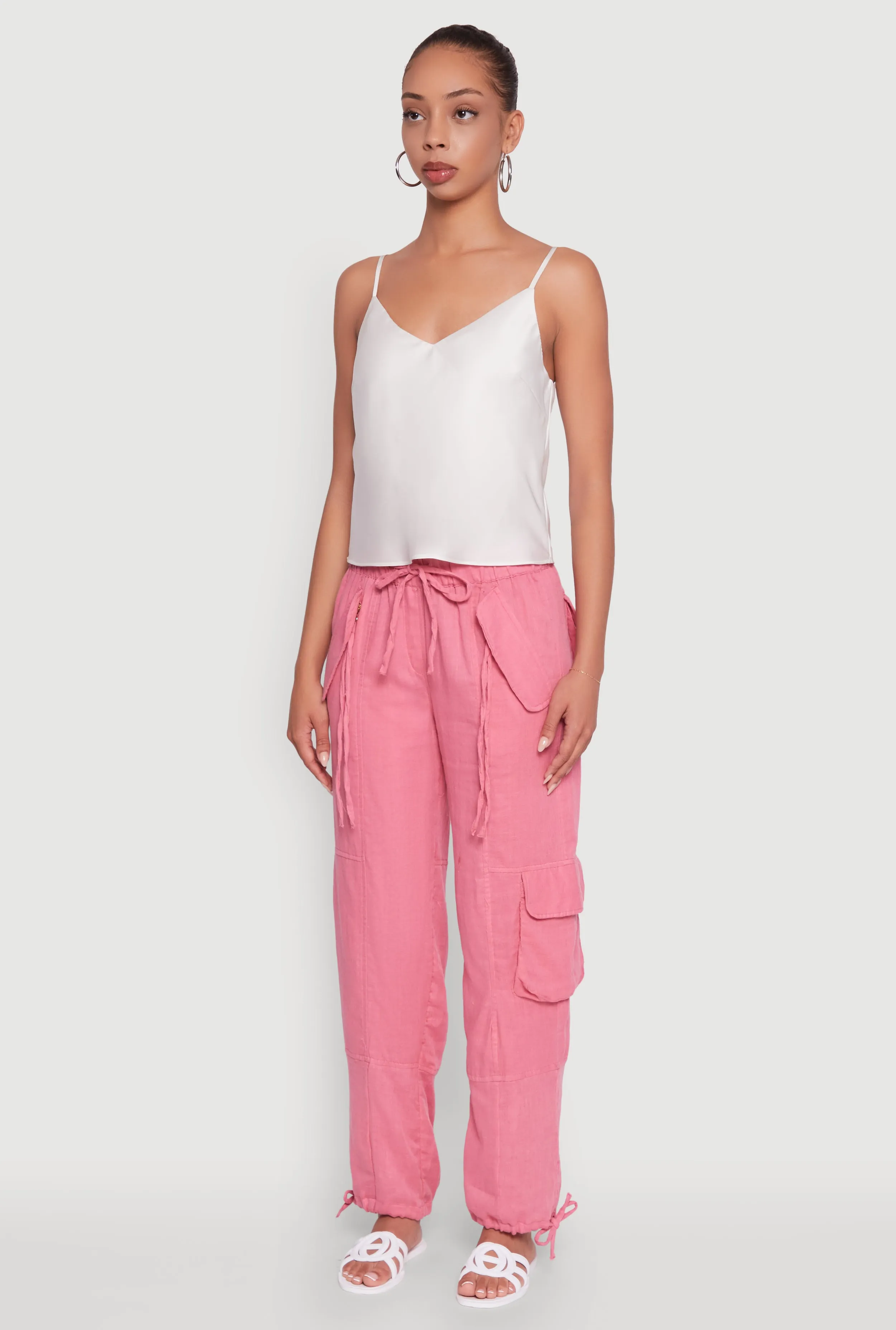 Zip Pocket Drawstring Waist Utility Joggers sold by Rainbow product image thumbnail 3