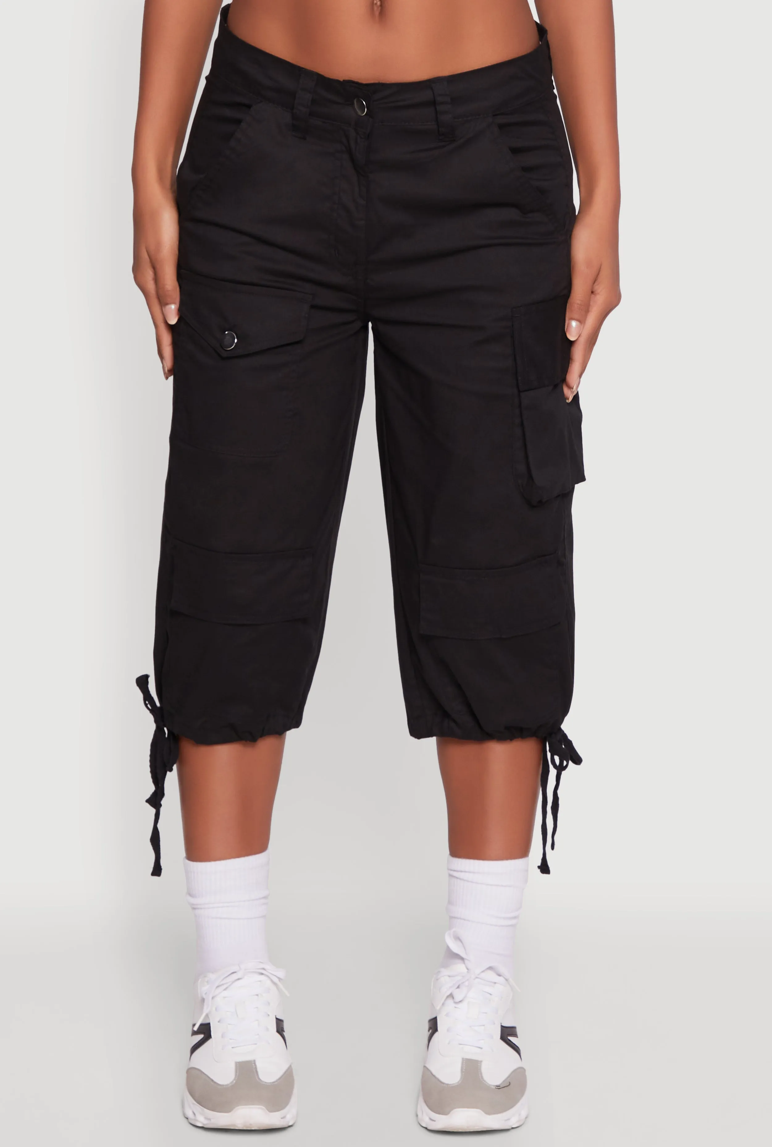 Trendy Cargo Pocket Drawstring Hem Capris Pants sold by Rainbow product image thumbnail 5