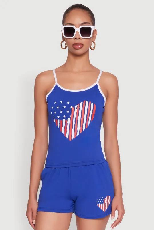 American Flag Heart Graphic Cami sold by Rainbow