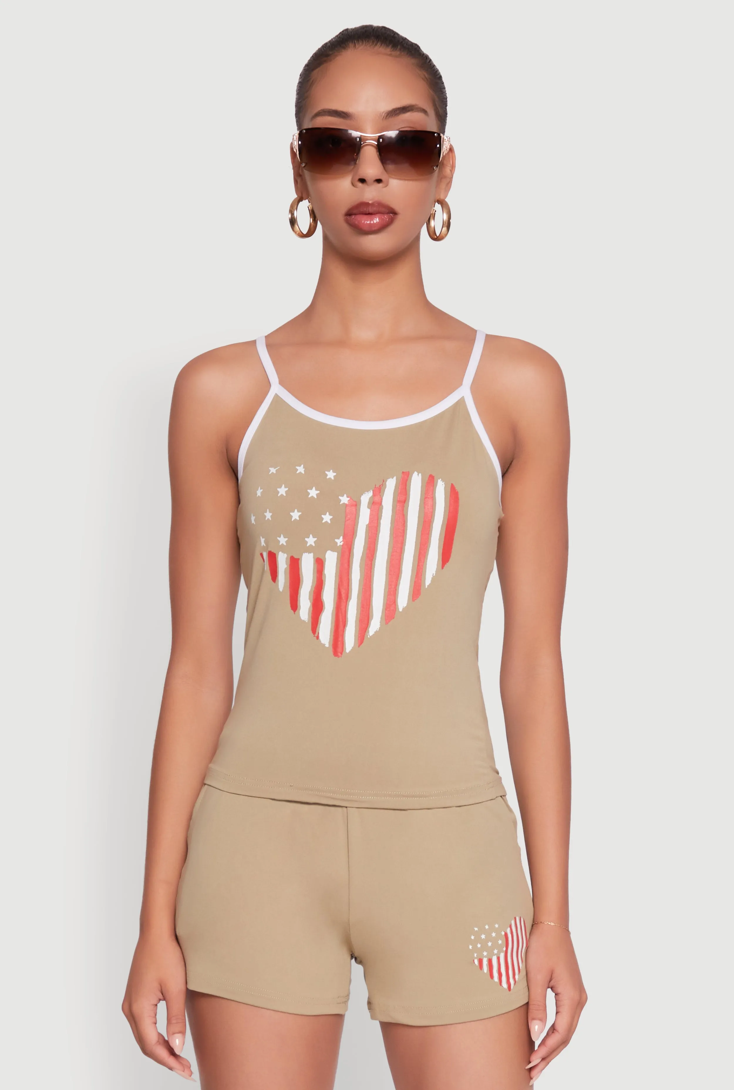 American Flag Heart Graphic Cami sold by Rainbow