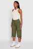 Trendy Cargo Pocket Drawstring Hem Capris Pants sold by Rainbow