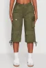 Trendy Cargo Pocket Drawstring Hem Capris Pants sold by Rainbow