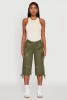 Trendy Cargo Pocket Drawstring Hem Capris Pants sold by Rainbow