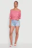 Off The Shoulder Smocked Cropped Peasant Top sold by Rainbow